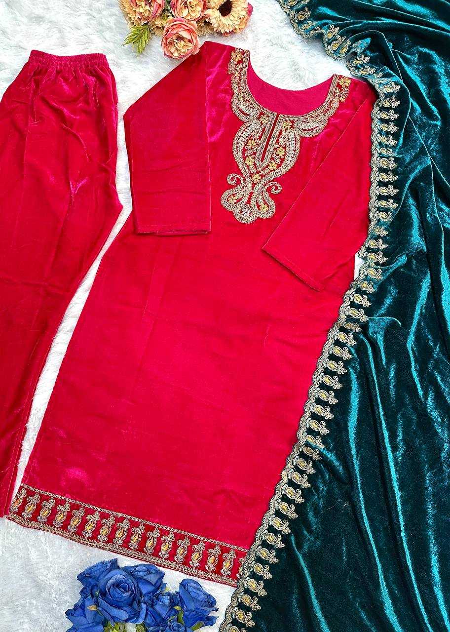 YNF VELEVT KESH147 234 SUITS & DRESSES WHOLESALE VELVET PARTY WEAR EMBROIDERY SUITS MANUFACTURE - Deevit International