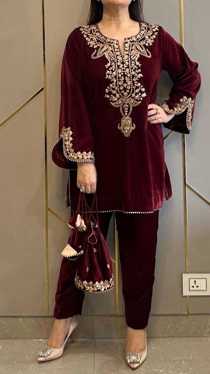 YNF VELVET KESH149 1156 KURTIS WHOLESALE PARTY WEAR KURTI WITH BOTTOM EMBROIDERED PARTY WEAR KURTIS MANUFACTURER - Deevit International