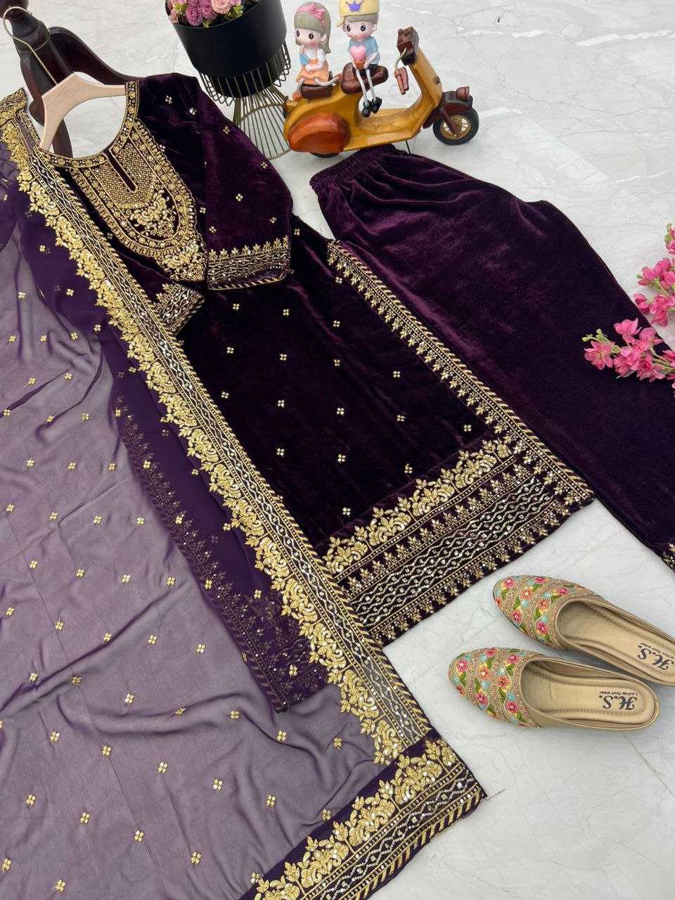 YNF VELVET KESH158 6002 SUITS & DRESSES WHOLESALE EMBROPIDERY VELVET PARTY WEAR LONG KURTI SUITS MANUFACTURE - Deevit International