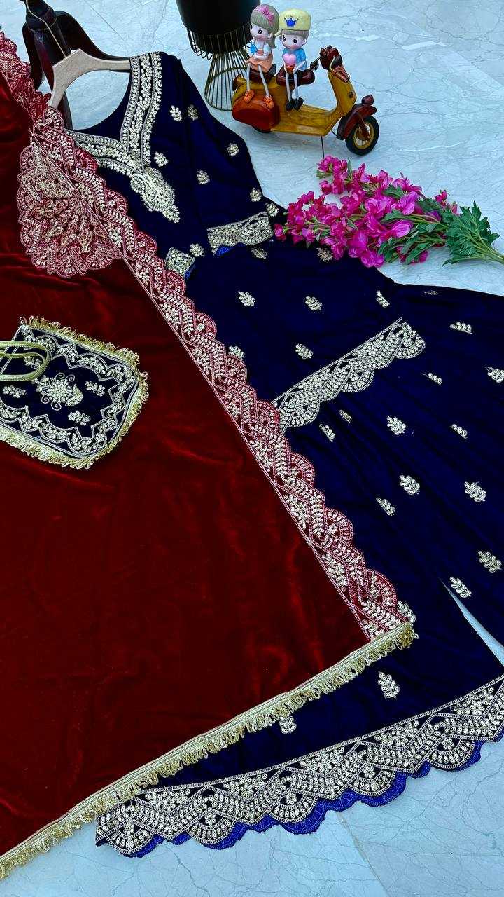 YNF VELVET KESH158 9001 SUITS & DRAESSES WHOLESALE EMBROIDEREY WEDDING SHARARA SALWAR VELVET SUITS MANUFACTURE - Deevit International