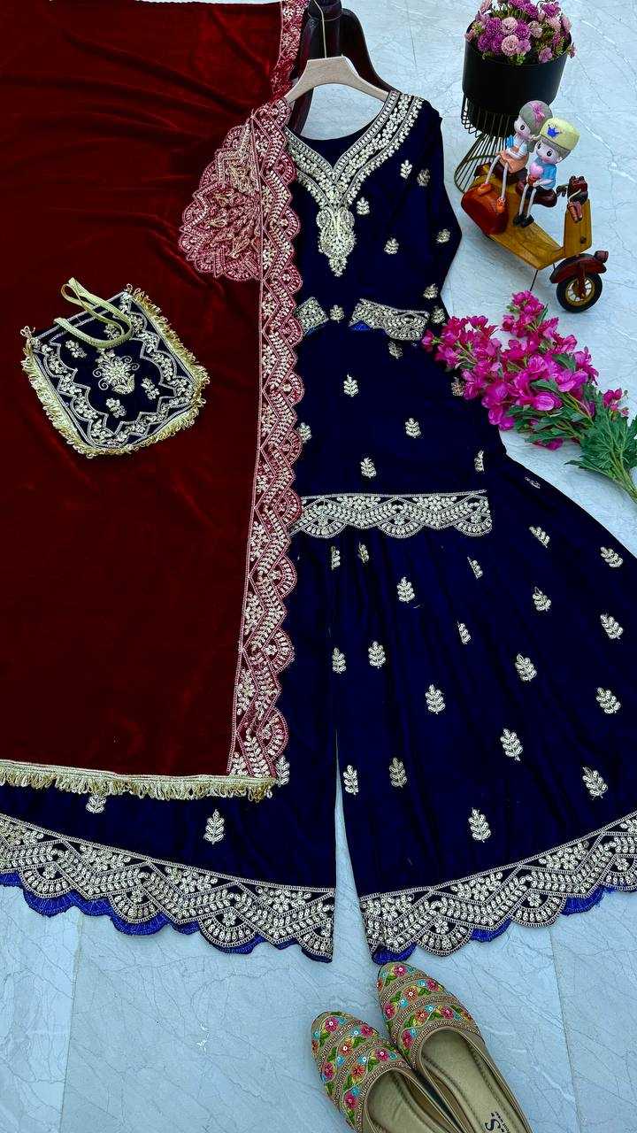 YNF VELVET KESH158 9001 SUITS & DRAESSES WHOLESALE EMBROIDEREY WEDDING SHARARA SALWAR VELVET SUITS MANUFACTURE - Deevit International