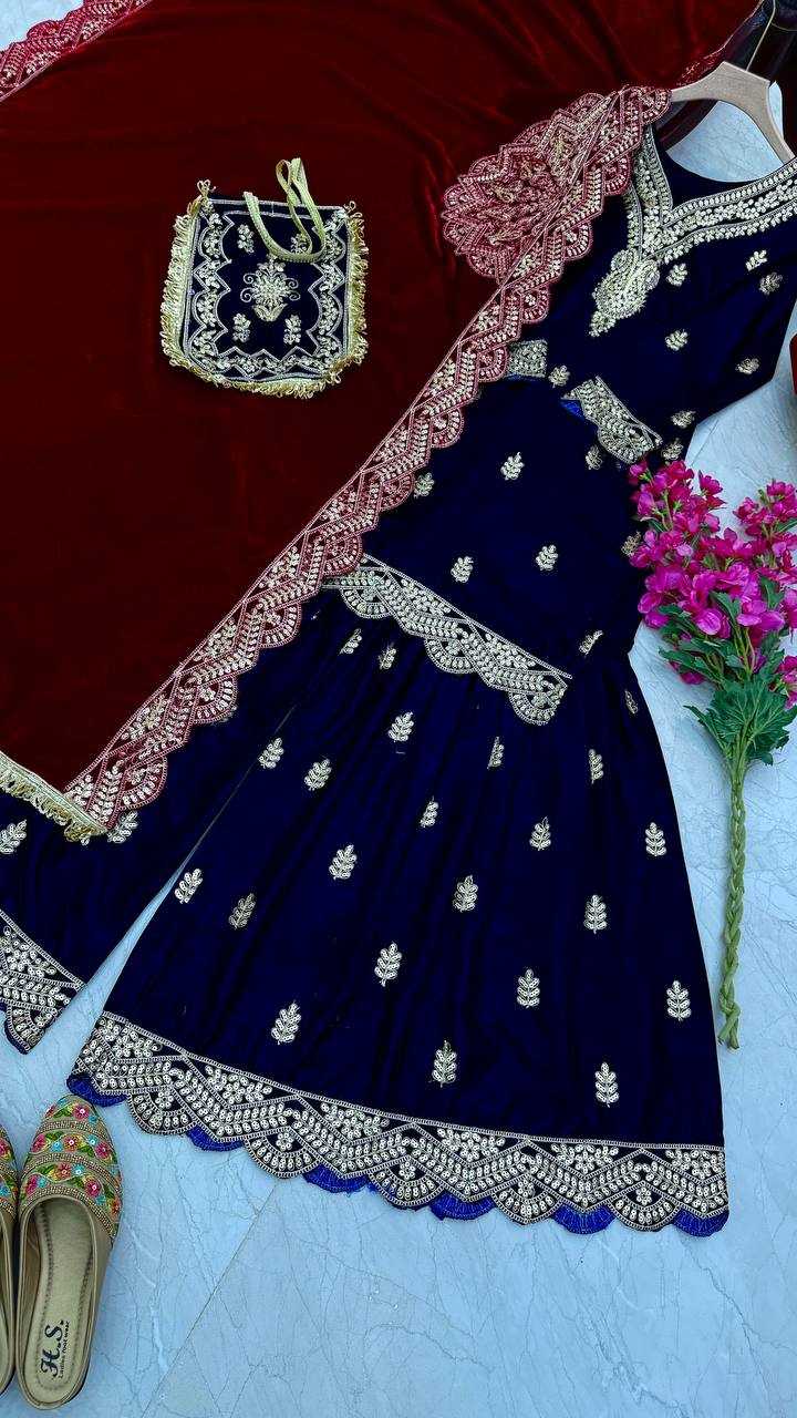 YNF VELVET KESH158 9001 SUITS & DRAESSES WHOLESALE EMBROIDEREY WEDDING SHARARA SALWAR VELVET SUITS MANUFACTURE - Deevit International