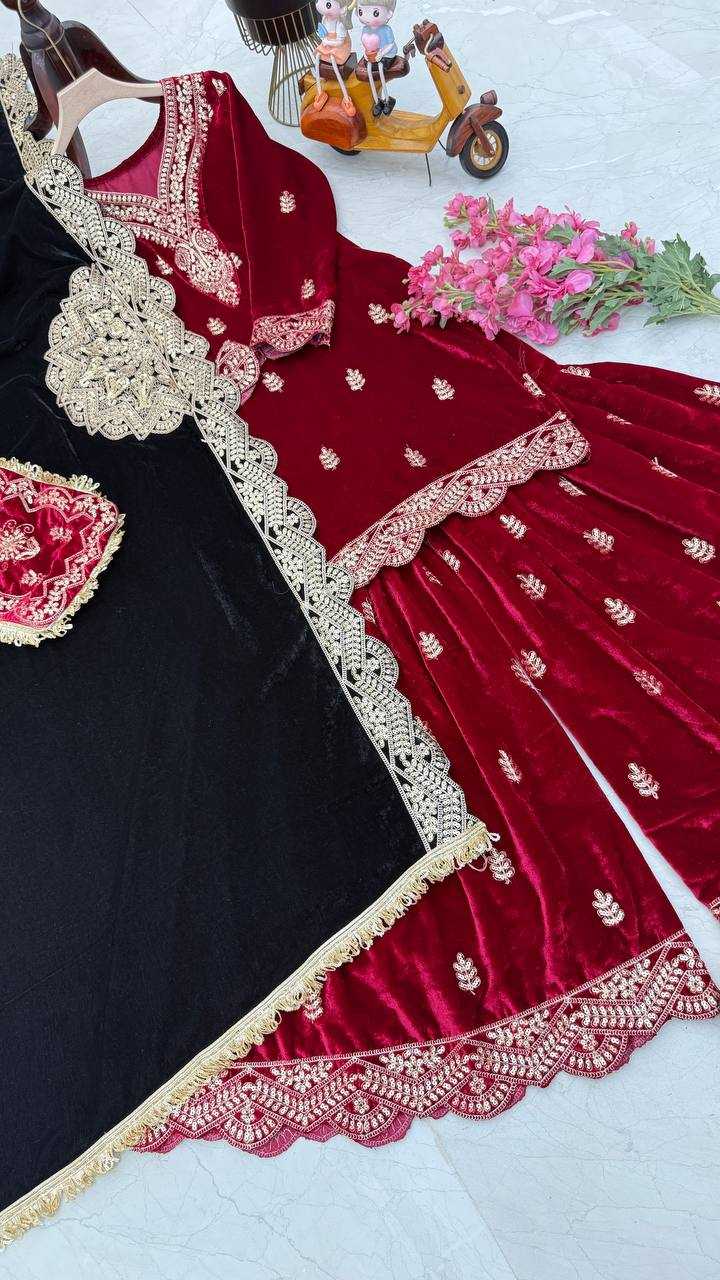 YNF VELVET KESH158 9001 SUITS & DRAESSES WHOLESALE EMBROIDEREY WEDDING SHARARA SALWAR VELVET SUITS MANUFACTURE - Deevit International