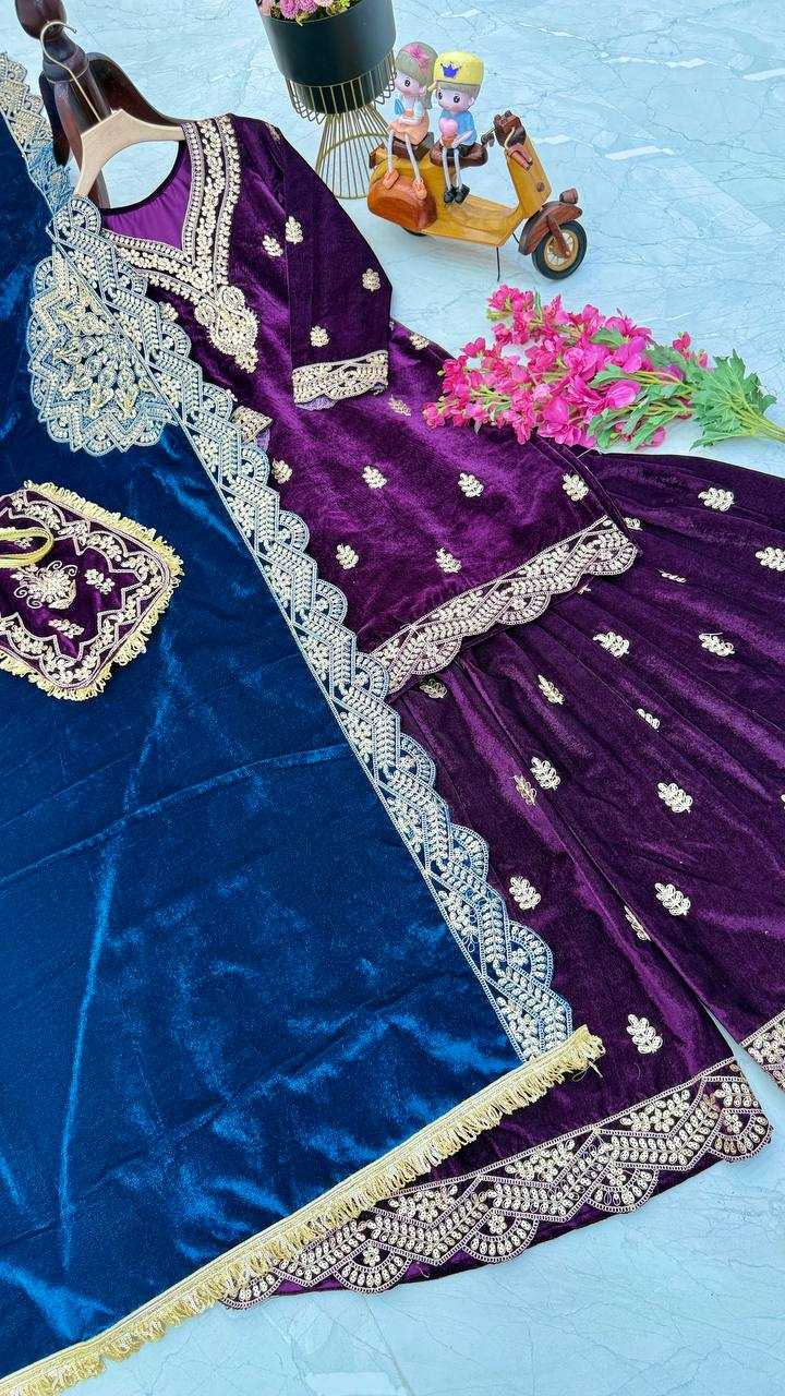 YNF VELVET KESH158 9001 SUITS & DRAESSES WHOLESALE EMBROIDEREY WEDDING SHARARA SALWAR VELVET SUITS MANUFACTURE - Deevit International