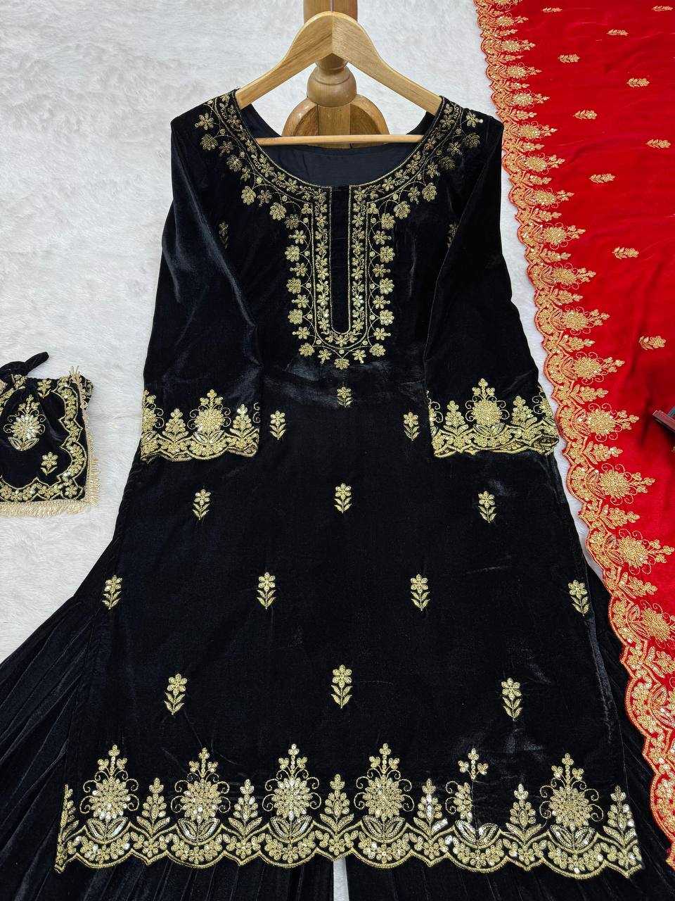 YNF VELVET RIN169 5778 SUITS & DRESSES WHOLESALE EMBROIDEREY WEDDING SHARARA SALWAR VELVET SUITS MANUFACTURE - Deevit International