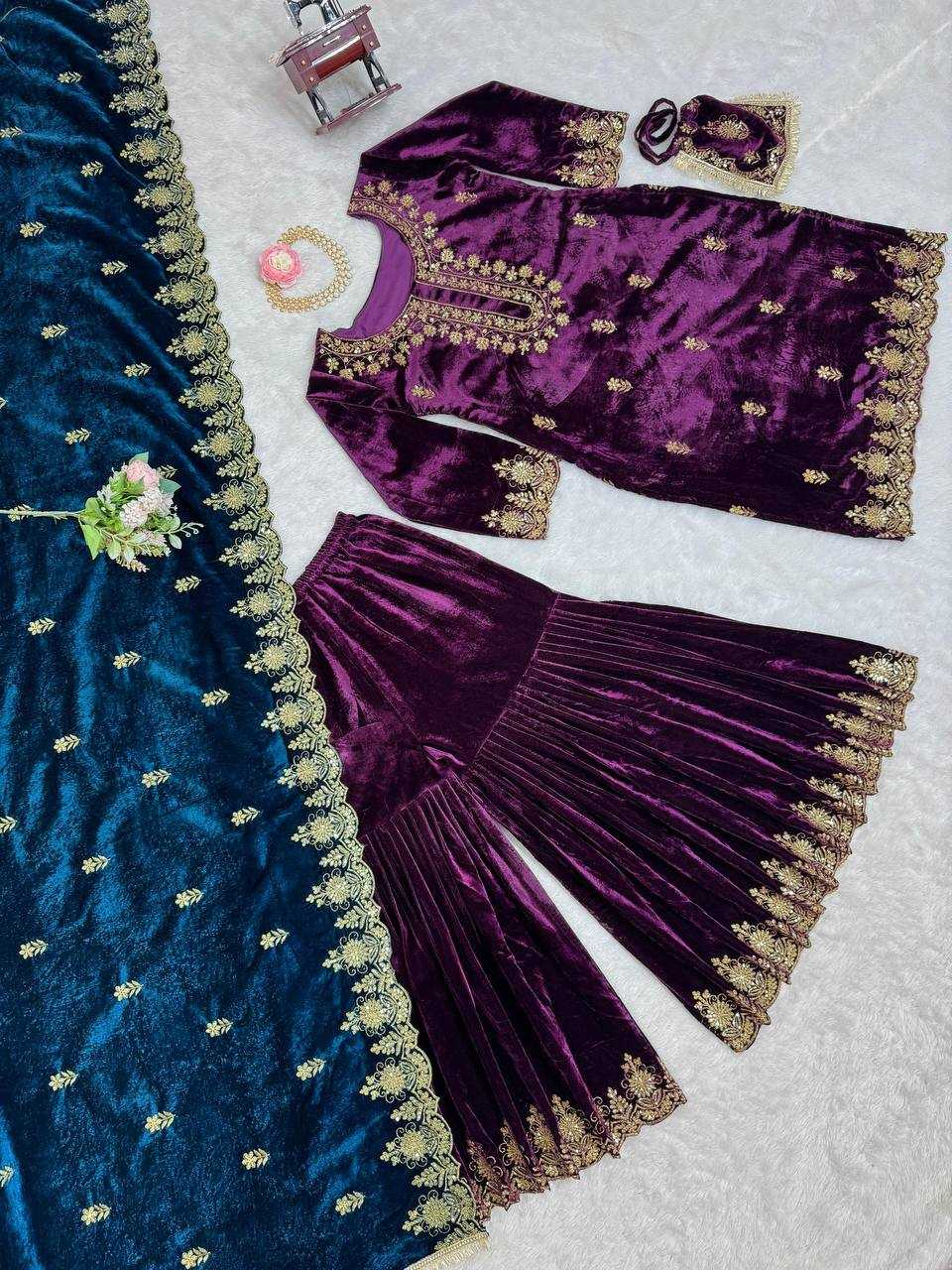 YNF VELVET RIN169 5778 SUITS & DRESSES WHOLESALE EMBROIDEREY WEDDING SHARARA SALWAR VELVET SUITS MANUFACTURE - Deevit International