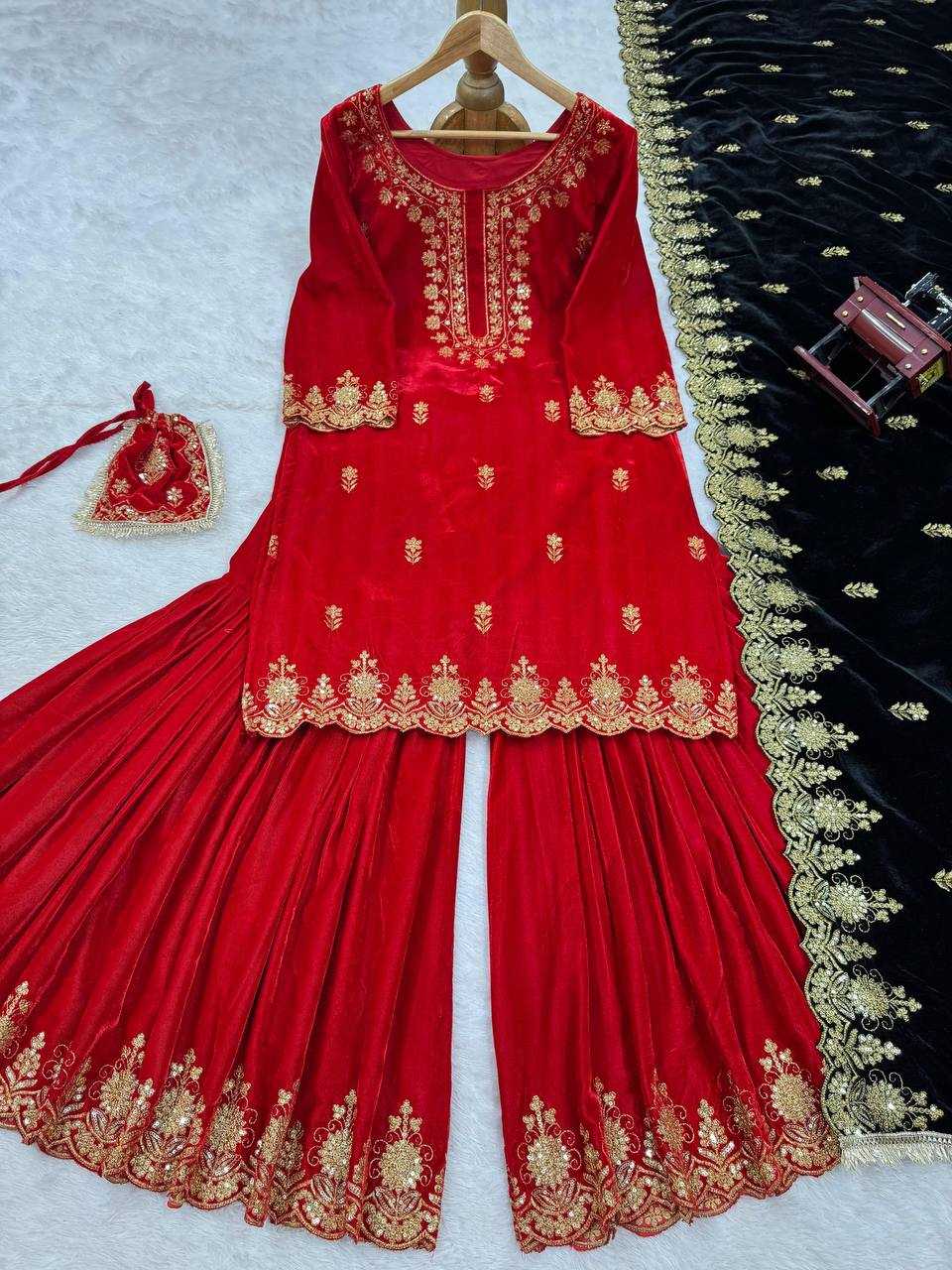 YNF VELVET RIN169 5778 SUITS & DRESSES WHOLESALE EMBROIDEREY WEDDING SHARARA SALWAR VELVET SUITS MANUFACTURE - Deevit International