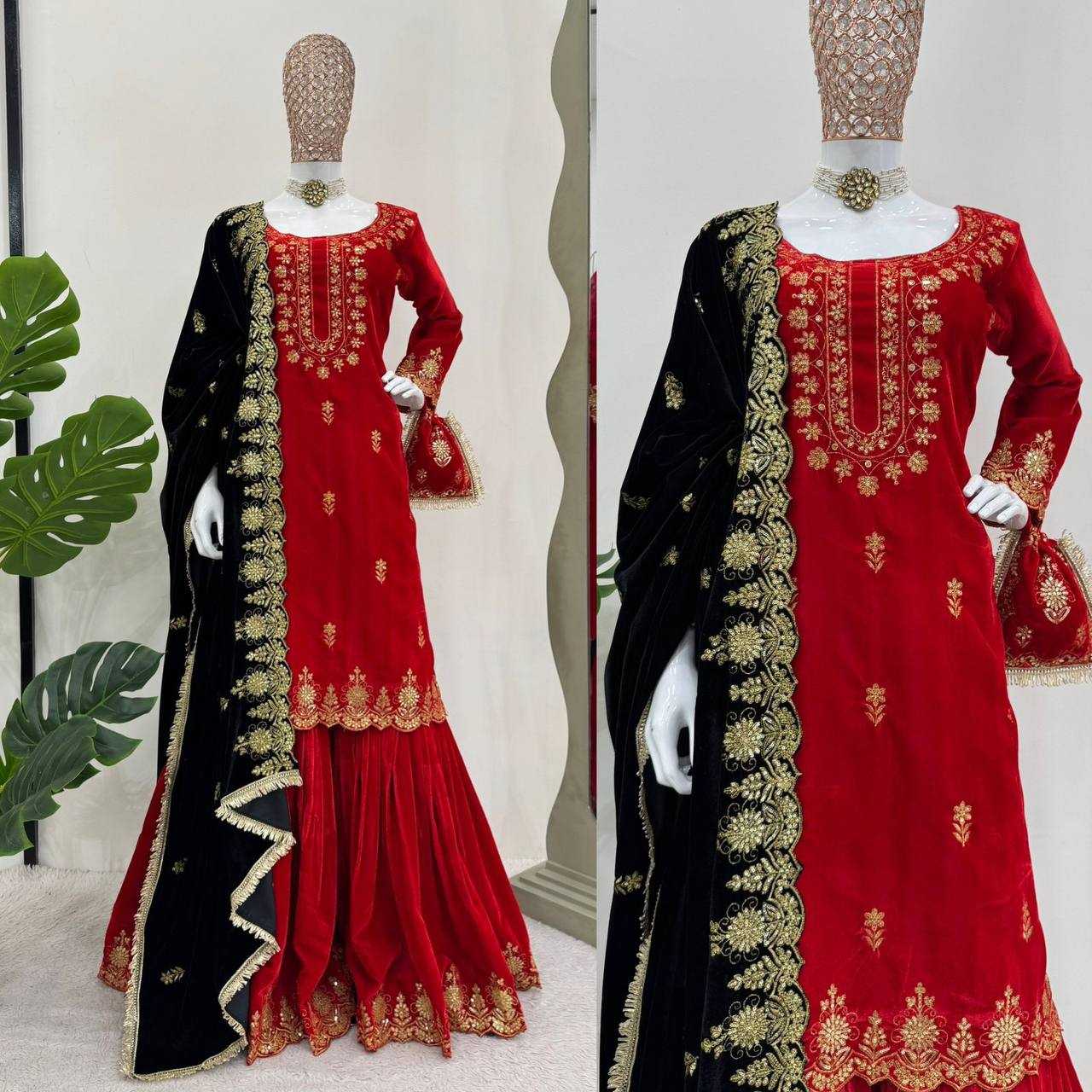 YNF VELVET RIN169 5778 SUITS & DRESSES WHOLESALE EMBROIDEREY WEDDING SHARARA SALWAR VELVET SUITS MANUFACTURE - Deevit International