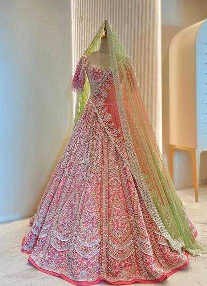 YNF FAUX GEORGETTE RIN108 1640 LEHENGAS WHOLESALE DESIGNER TRADITIONAL EMBROIDERED LEHENGAS MANUFACTURER