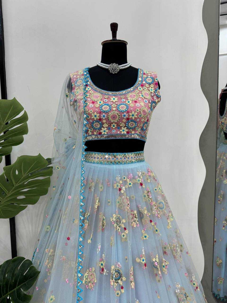 YNF BUTTERFLY NET RIN162 289 LEHENGAS WHOLESALE NET FANCY LEHENGAS FANCY EMBROIDERED LEHENGAS MANUFACTURER