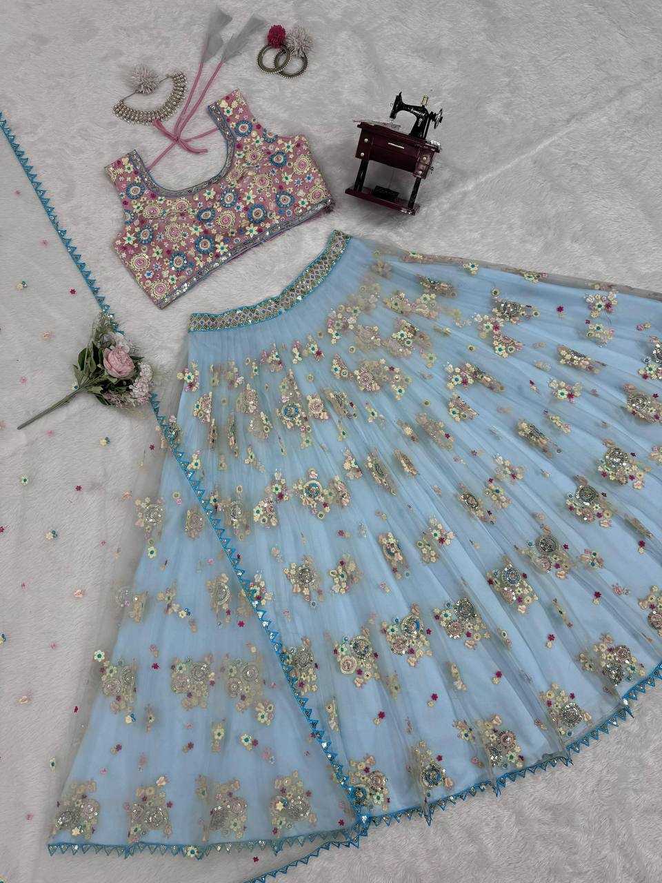 YNF BUTTERFLY NET RIN162 289 LEHENGAS WHOLESALE NET FANCY LEHENGAS FANCY EMBROIDERED LEHENGAS MANUFACTURER