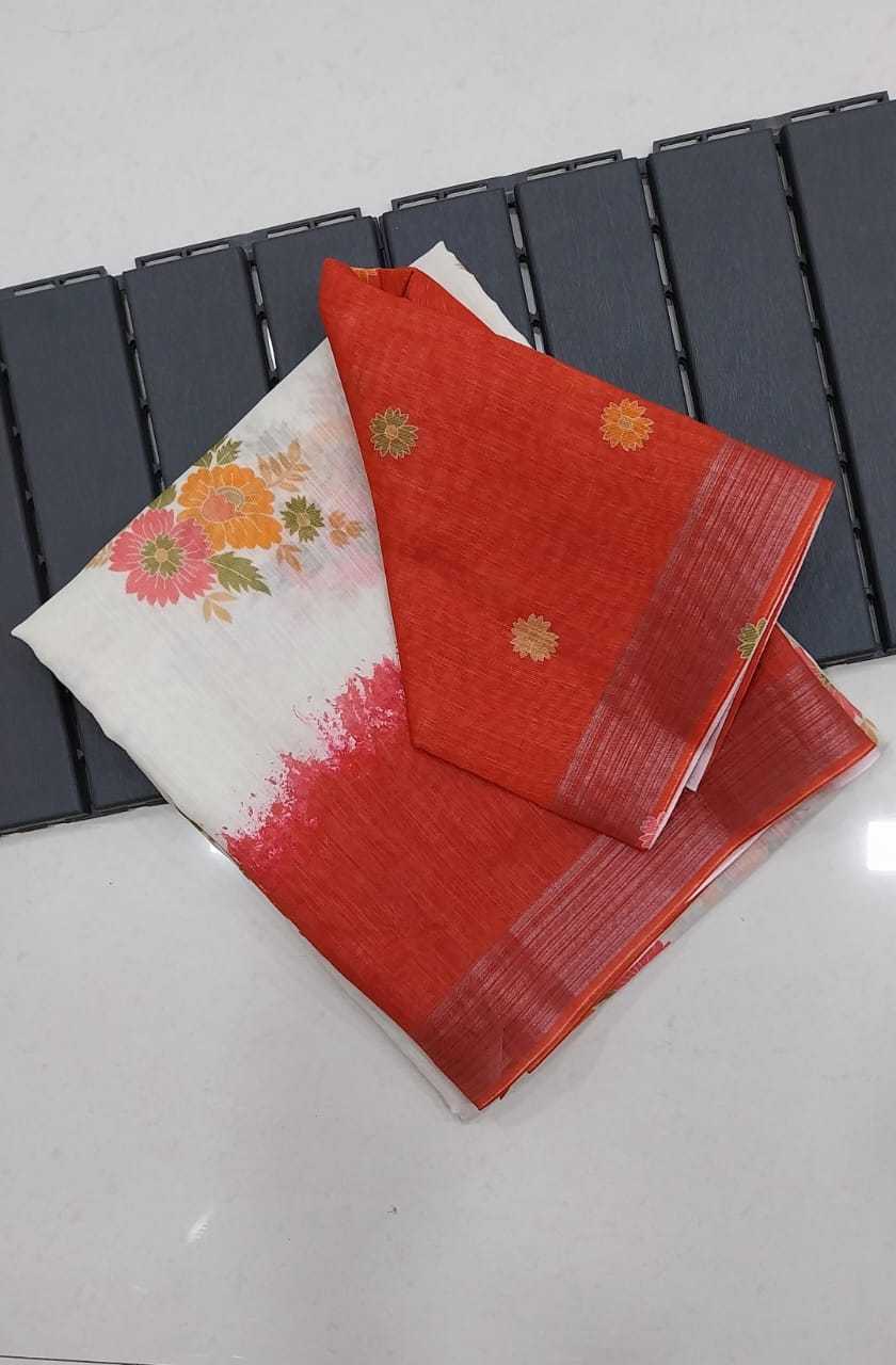 YNF COTTON RIN171 237 SAREES WHOLESALE PRINTED COTTON LINEN ZARI BORDER LADIES SAREES MANUFACTURER