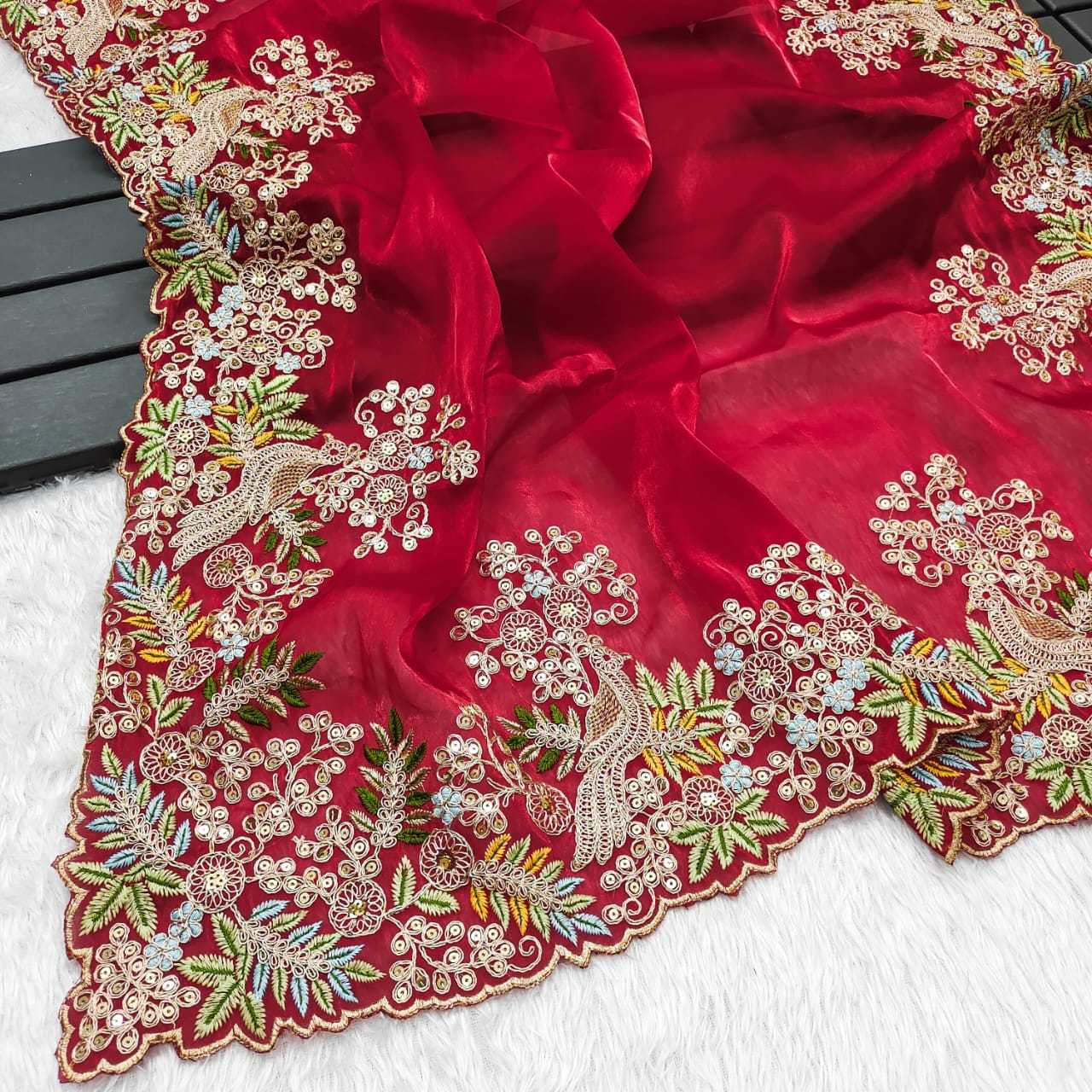 YNF JIMMY CHOO RIN128 RJK57 SAREES WHOLESALE JIMMY CHOO SEQUENCE WORK EMBROIDERED CUTWORK TEEJ KARWA CHAUTH SAREES MANUFACTURER 