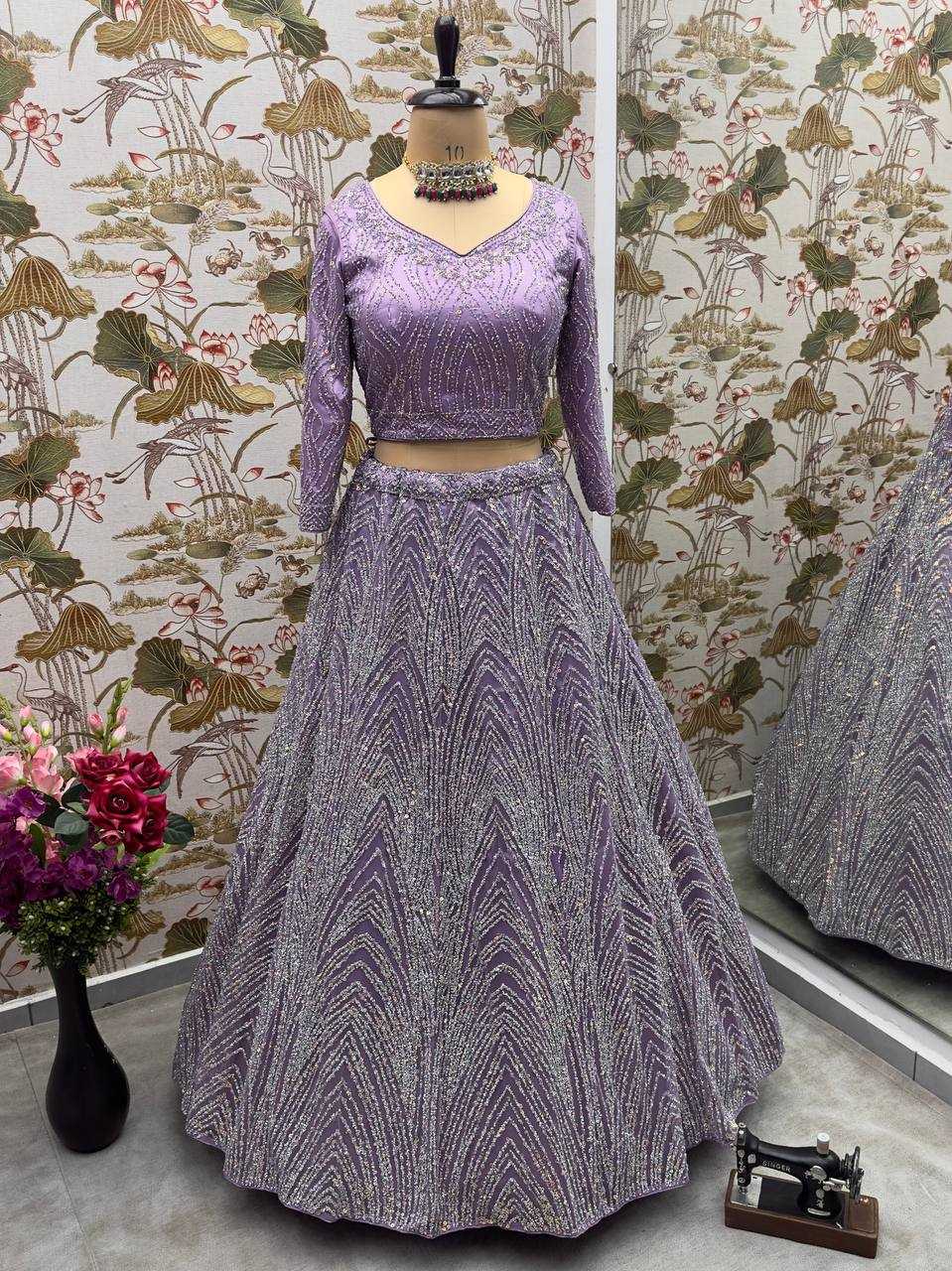 YNF NET RIN114 5027B LEHENGAS WHOLESALE DESIGNER FANCY WEDDING NET FANCY LEHENGAS MANUFACTURER