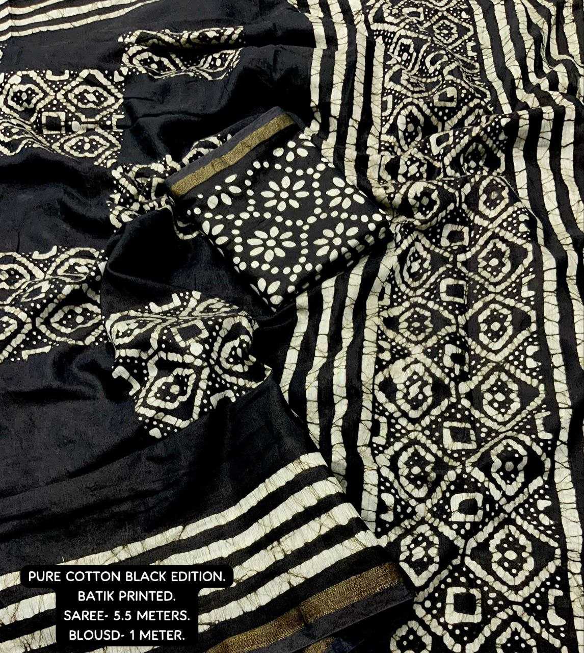 YNF PURE COTTON KESH118 BLACK BATIK SAREES WHOLESALE PRINTED COTTON LINEN BATIK ZARI BORDER SAREES MANUFACTURER