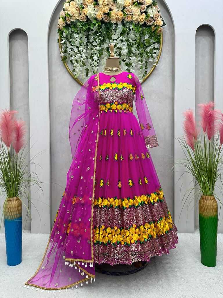 YNF SOFT NET RIN133 1386 GOWNS WHOLESALE FANCY ANARKALI LONG NET GOWNS MANUFACTURER