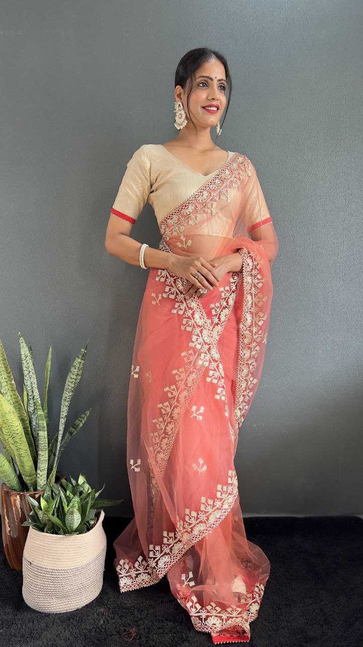 YNF BUTTERFLY NET RIN121 996 SAREES WHOLESALE READY TO WEAR FANCY NET PRE DRAPED LACE BORDER GOTA WORK SAREES MANUFACTURER