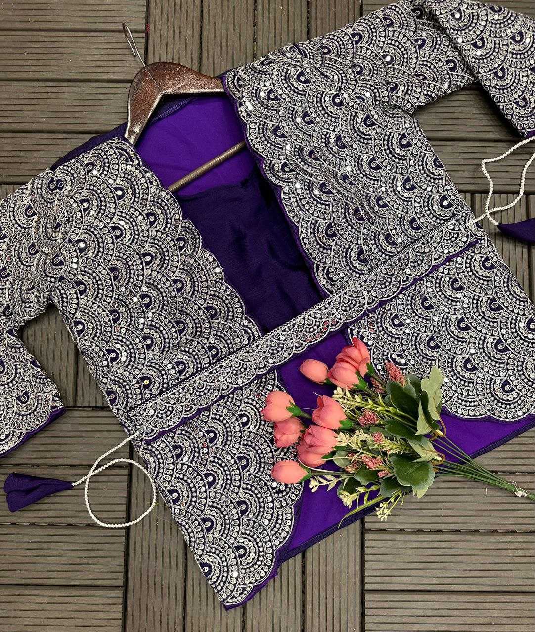 YNF CHINON KESH176 141 SAREES WHOLESALE READY TO WEAR FANCY PRE DRAPED LACE BORDER SAREE WITH BELT SAREE WITH JACKET PURPLE SAREES MANUFACTURER