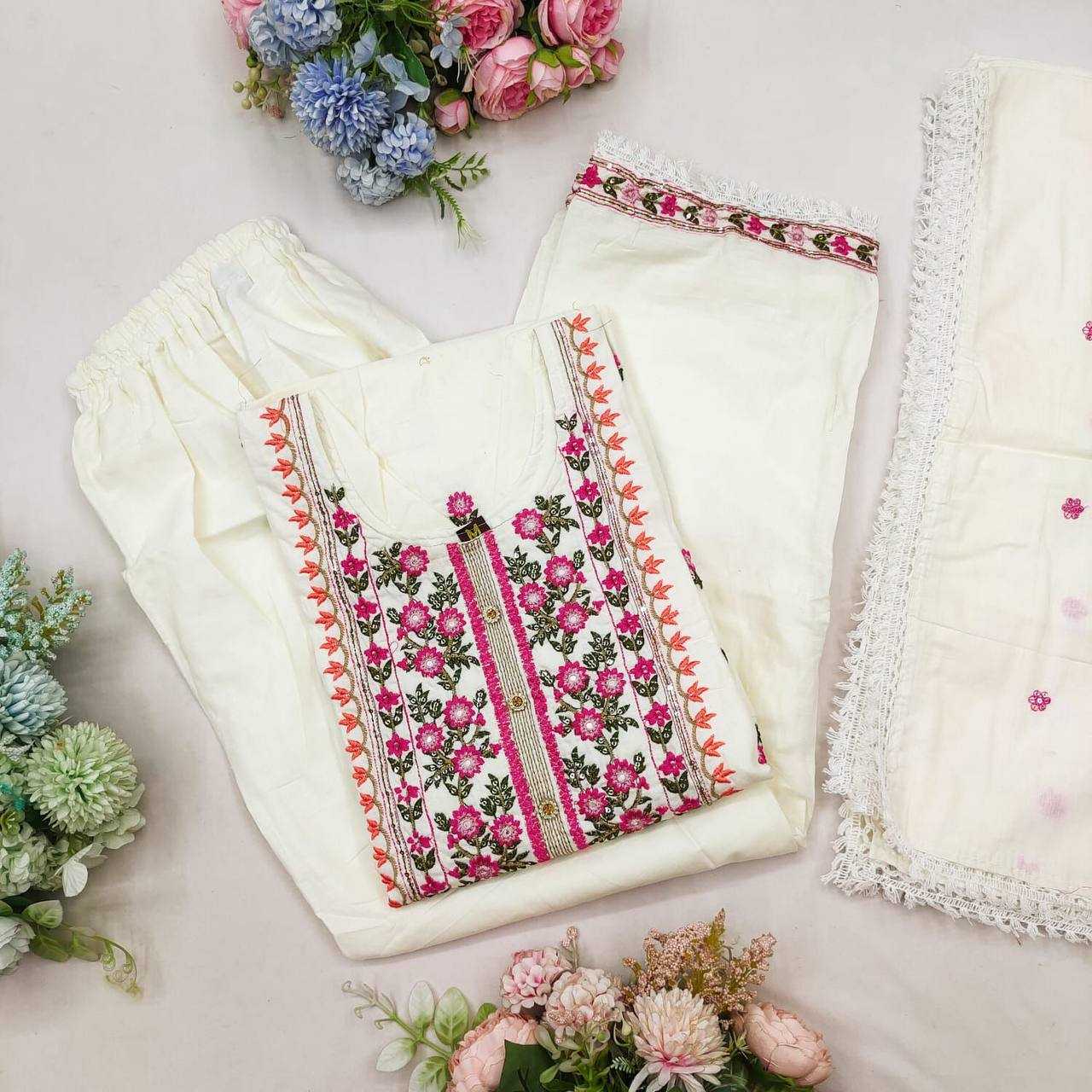 YNF COTTON KESH211 LDY11 GOWNS WHOLESALE FANCY EMBROIDERY ANARKALI LONG GOWNS WITH DUPATTA LIGHTWEIGHT WHITE GOWNS MANUFACTURER