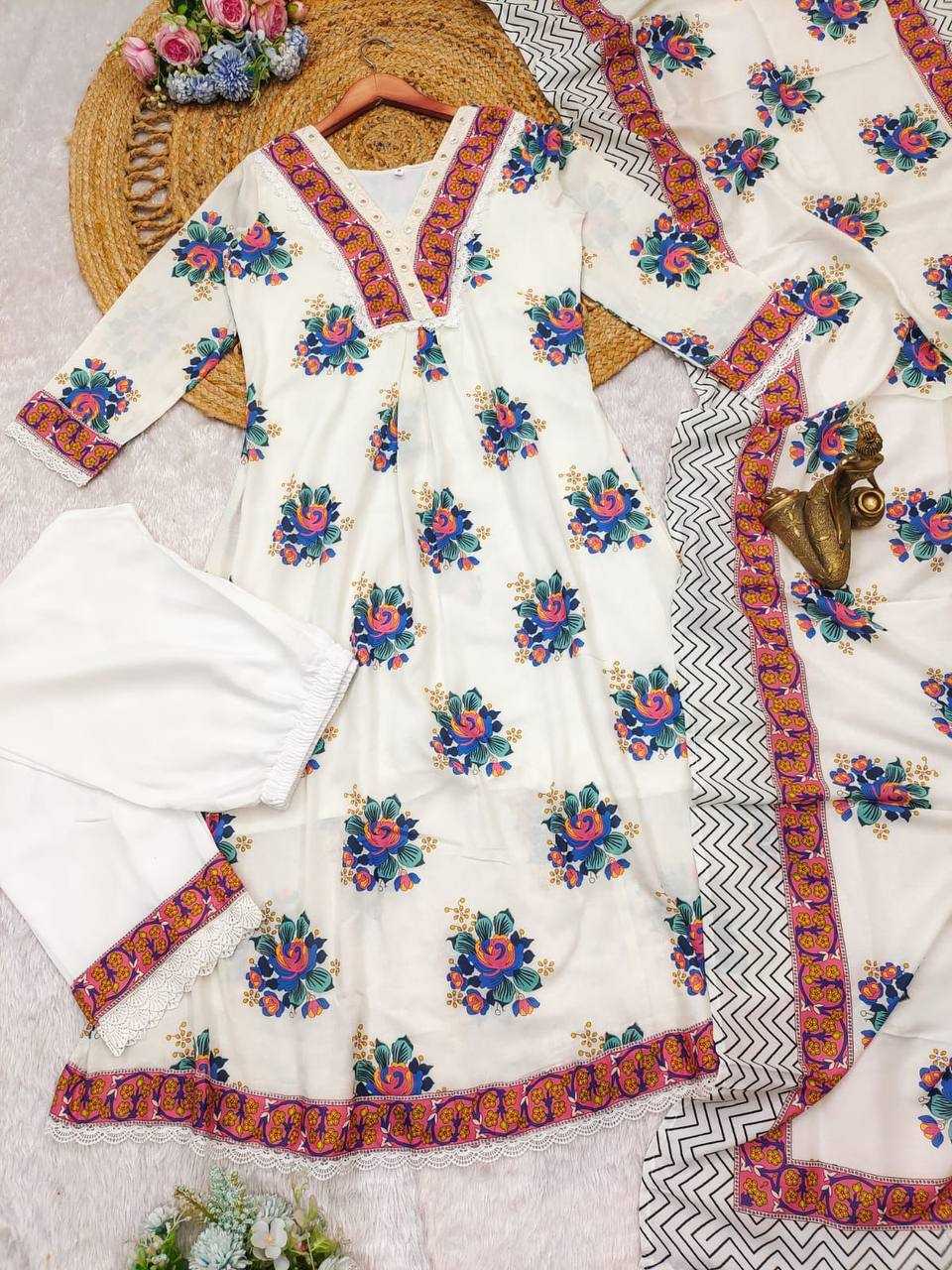 YNF COTTON KESH211 LDY74 SUITS & DRESSES WHOLESALE PRINTED EMBROIDERY COTTON ANARKALI LONG KURTIS WHITE SALWAR SUITS MANUFACTURER