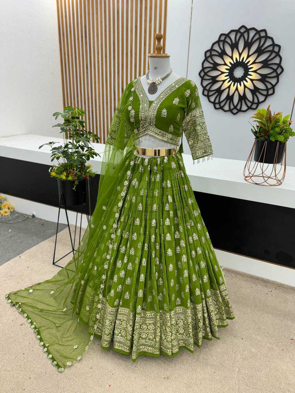 YNF FAUX GEORGETE KESH125 3070 LEHENGAS WHOLESALE FANCY EMBROIDERED LEHENGAS MANUFACTURER