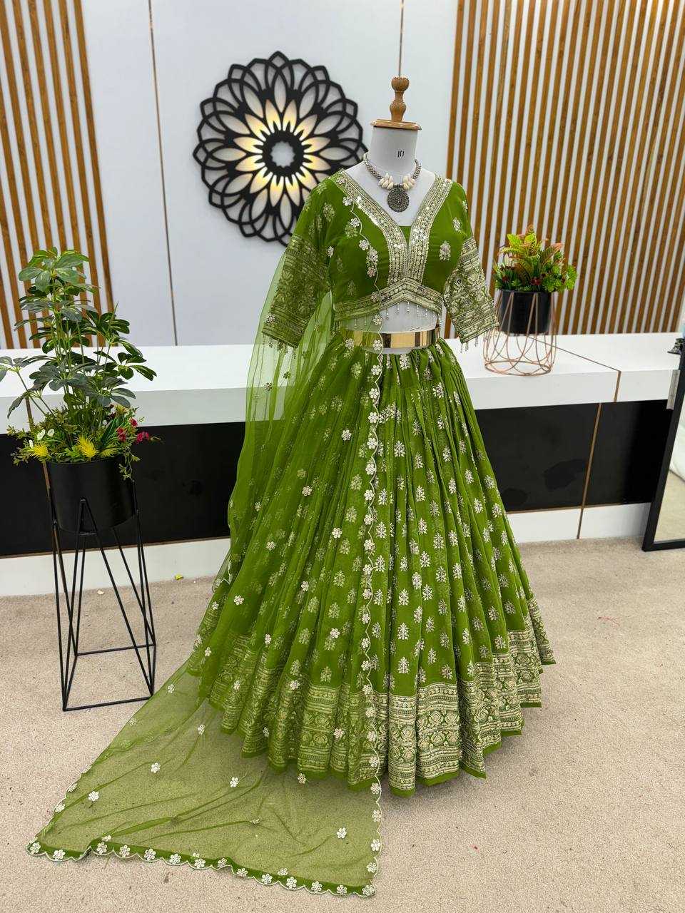 YNF FAUX GEORGETE KESH125 3070 LEHENGAS WHOLESALE FANCY EMBROIDERED LEHENGAS MANUFACTURER