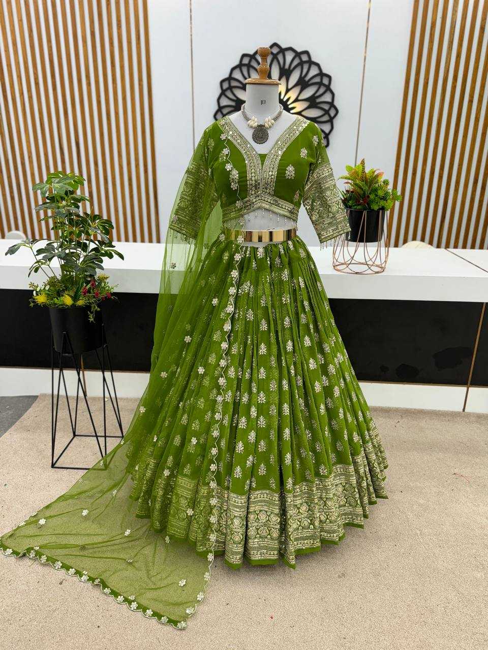 YNF FAUX GEORGETE KESH125 3070 LEHENGAS WHOLESALE FANCY EMBROIDERED LEHENGAS MANUFACTURER