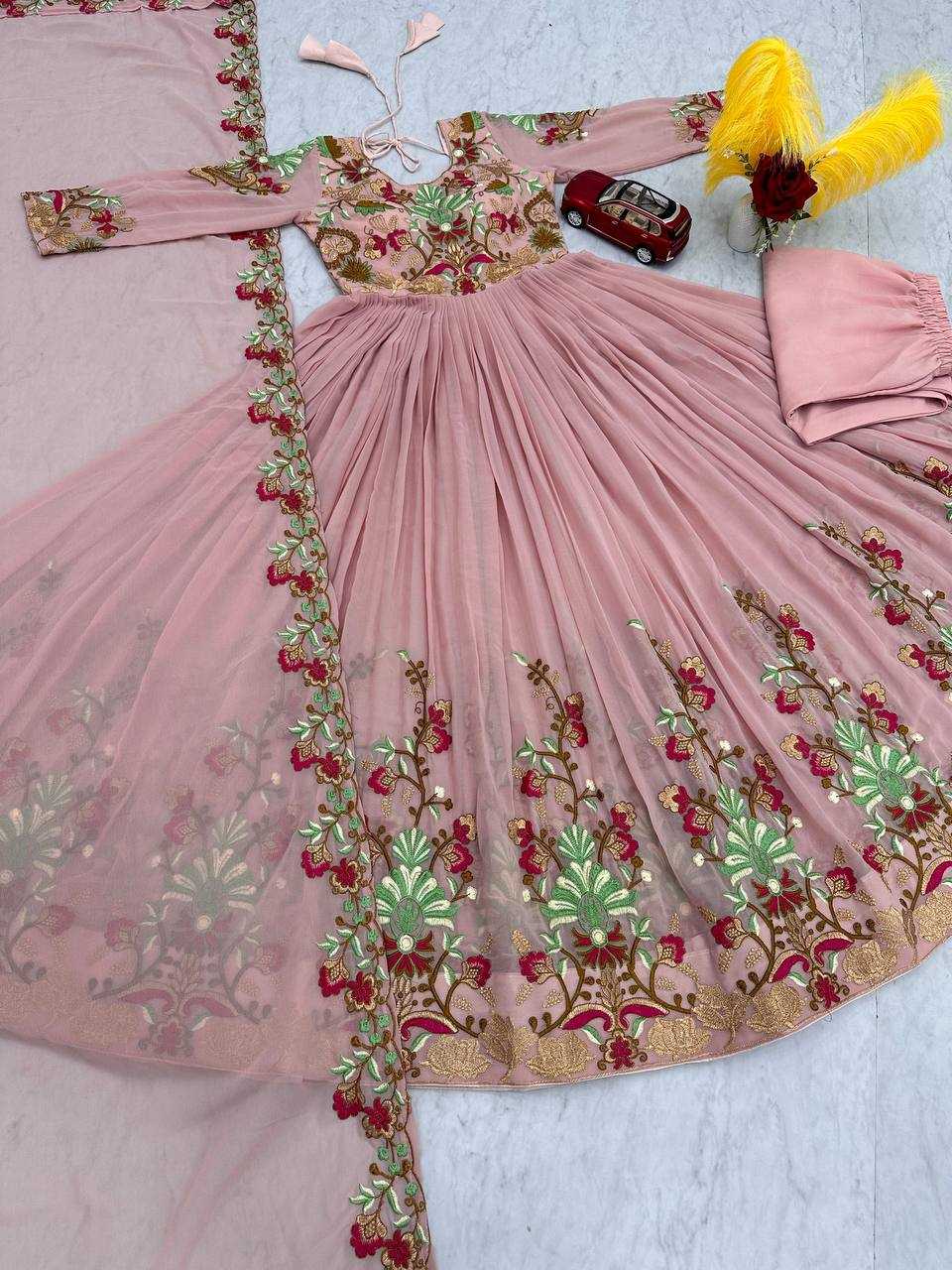 YNF FAUX GEORGETTE KESH120 196 GOWNS WHOLESALE FANCY EMBROIDERED ANARKALI GEORGETTE BOLLYWOOD STYLE GOWNS MANUFACTURER