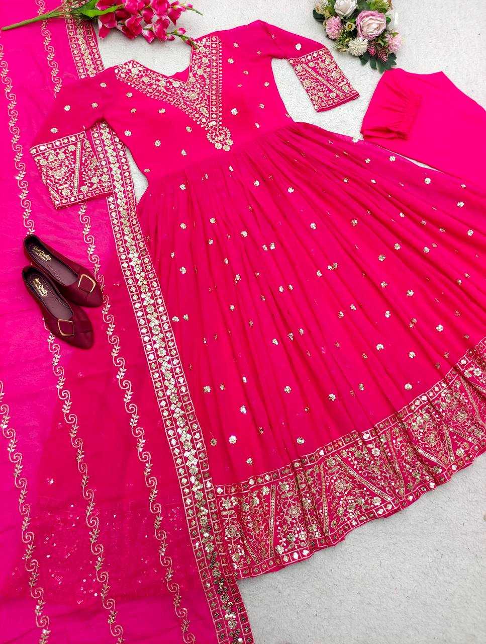 YNF FAUX GEORGETTE KESH156 1087 GOWNS WHOLESALE ANARKALI LONG GEORGETTE EMBROIDERED GOWNS MANUFACTURER