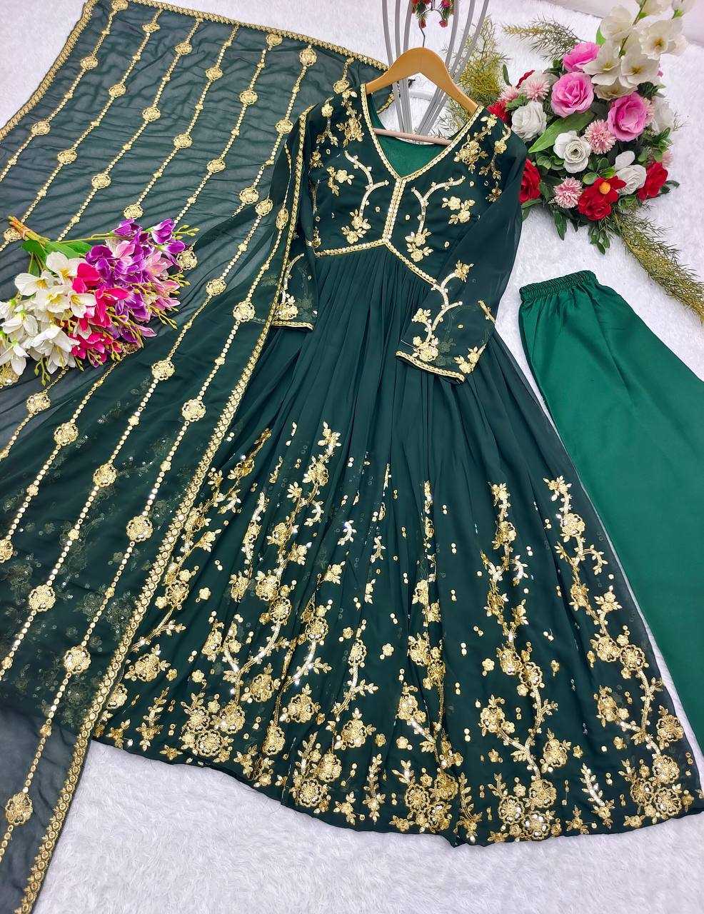 YNF FAUX GEORGETTE KESH156 1101 GOWNS WHOLESALE ANARKALI LONG GEORGETTE EMBROIDERED DIWALI COLLECTIONS GOWNS MANUFACTURER