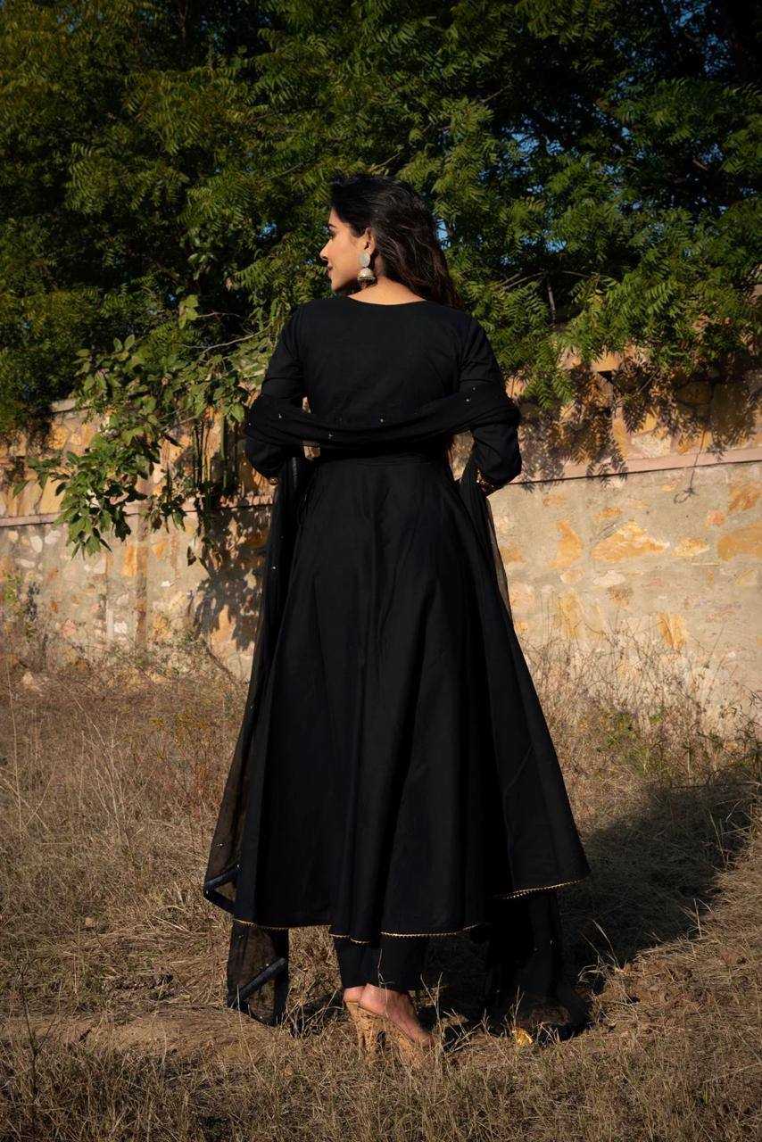 YNF FAUX GEORGETTE KESH211 LDY08 GOWNS WHOLESALE EMBROIDERED ANARKALI LONG GEORGETTE GOWNS WITH DUPATTA BLACK GOWNS  MANUFACTURER