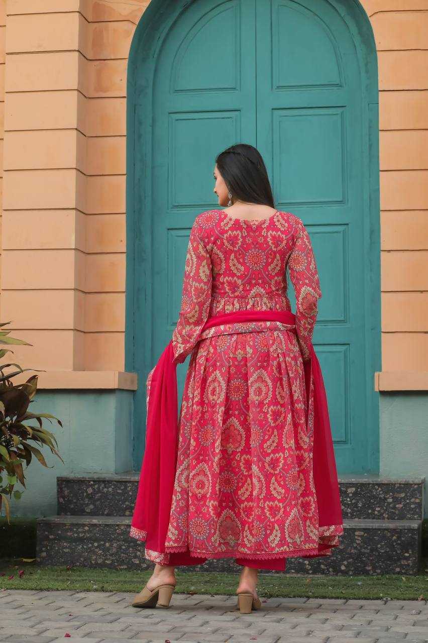 YNF GEORGETTE KESH211 LDY26 GOWNS WHOLESALE PRINTED EMBROIDERY ANARKALI LONG GEORGETTE PINK GOWNS MANUFACTURER