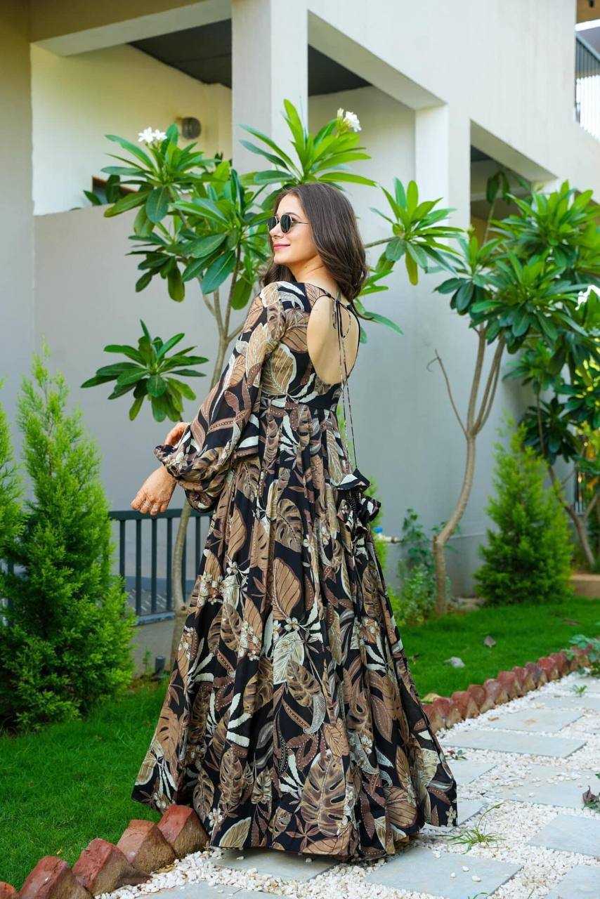 YNF GEORGETTE KESH211 LDY54 GOWNS WHOLESALE PRINTED FANCY PARTY LONG GEORGETTE FULL SLEEVE BLACK GOWNS MANUFACTURER