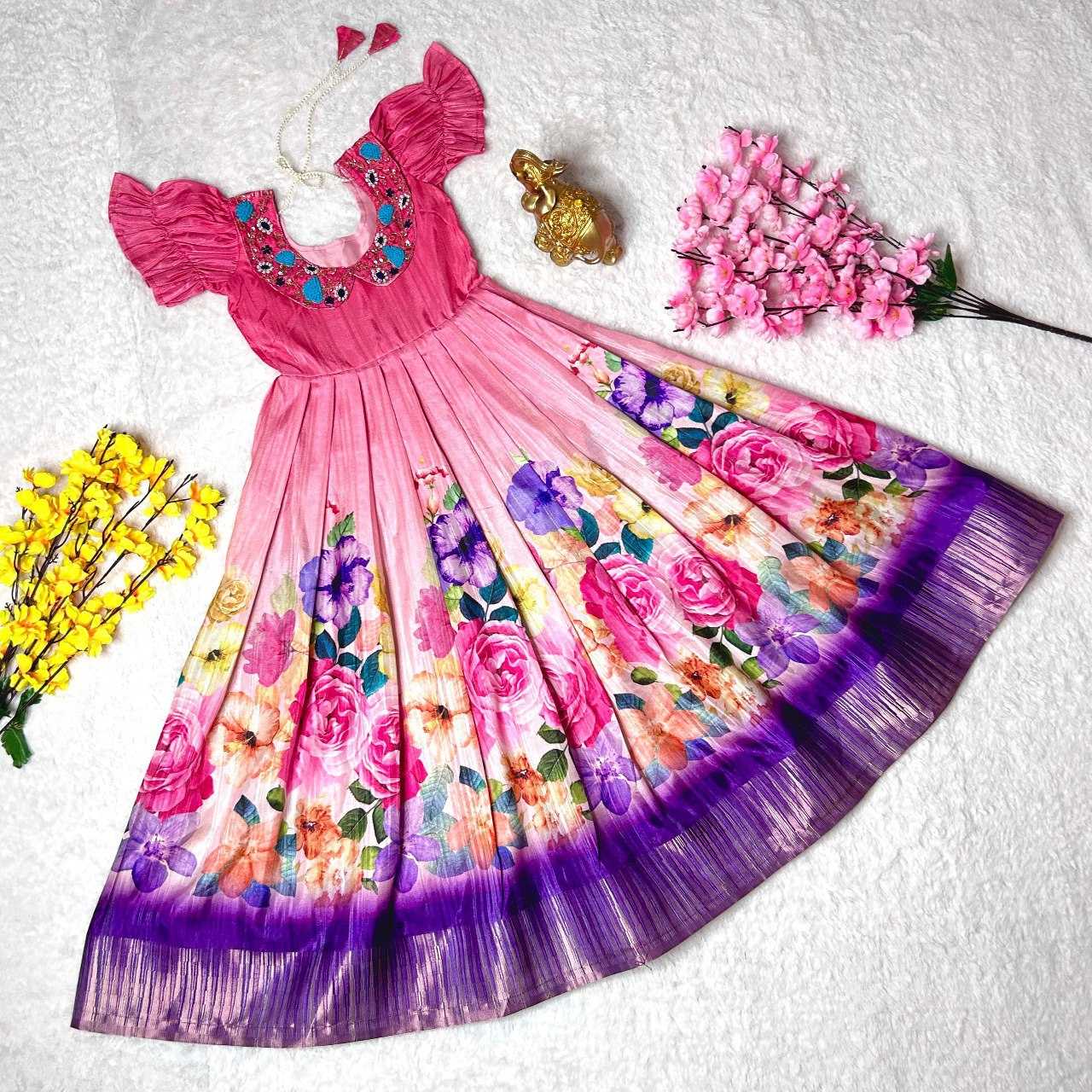 YNF HANDLOOM SILK KESH109 RRKT51 KIDS WEAR WHOLESALE KIDS GOWNS MANUFACTURER