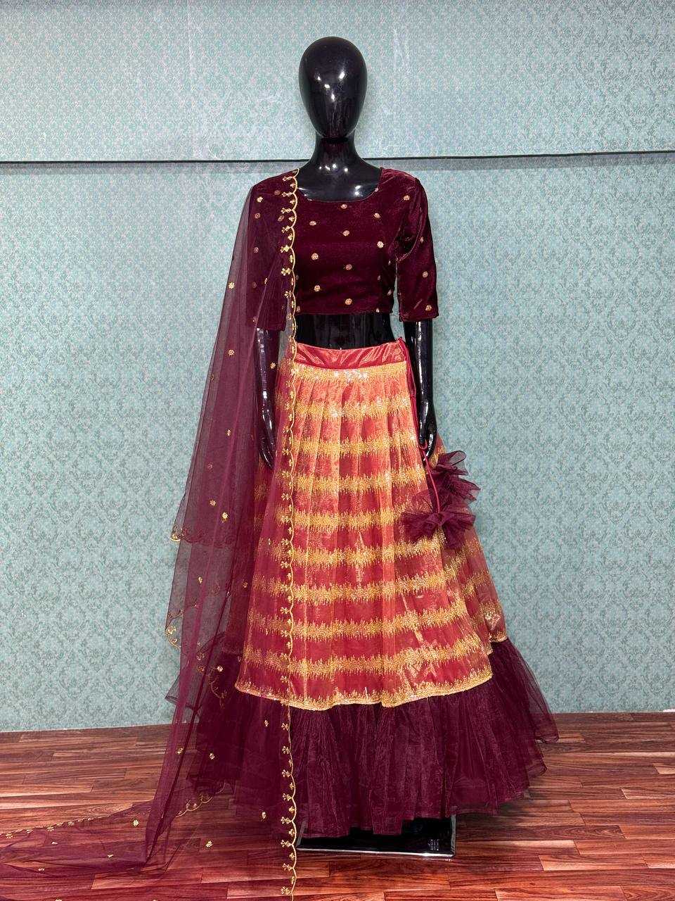 YNF NET KESH163 12 LEHENGAS WHOLESALE  NET FANCY EMBROIDERED LEHENGAS MANUFACTURER