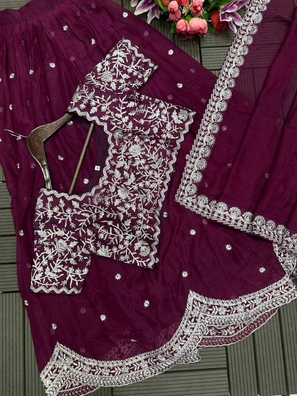 YNF ORGANZA KESH176 142 LEHENGAS WHOLESALE EMBROIDERED LEHENGA WITH DUPATTA LEHENGA WITH BLOUSE PURPLE LEHENGAS MANUFACTURER