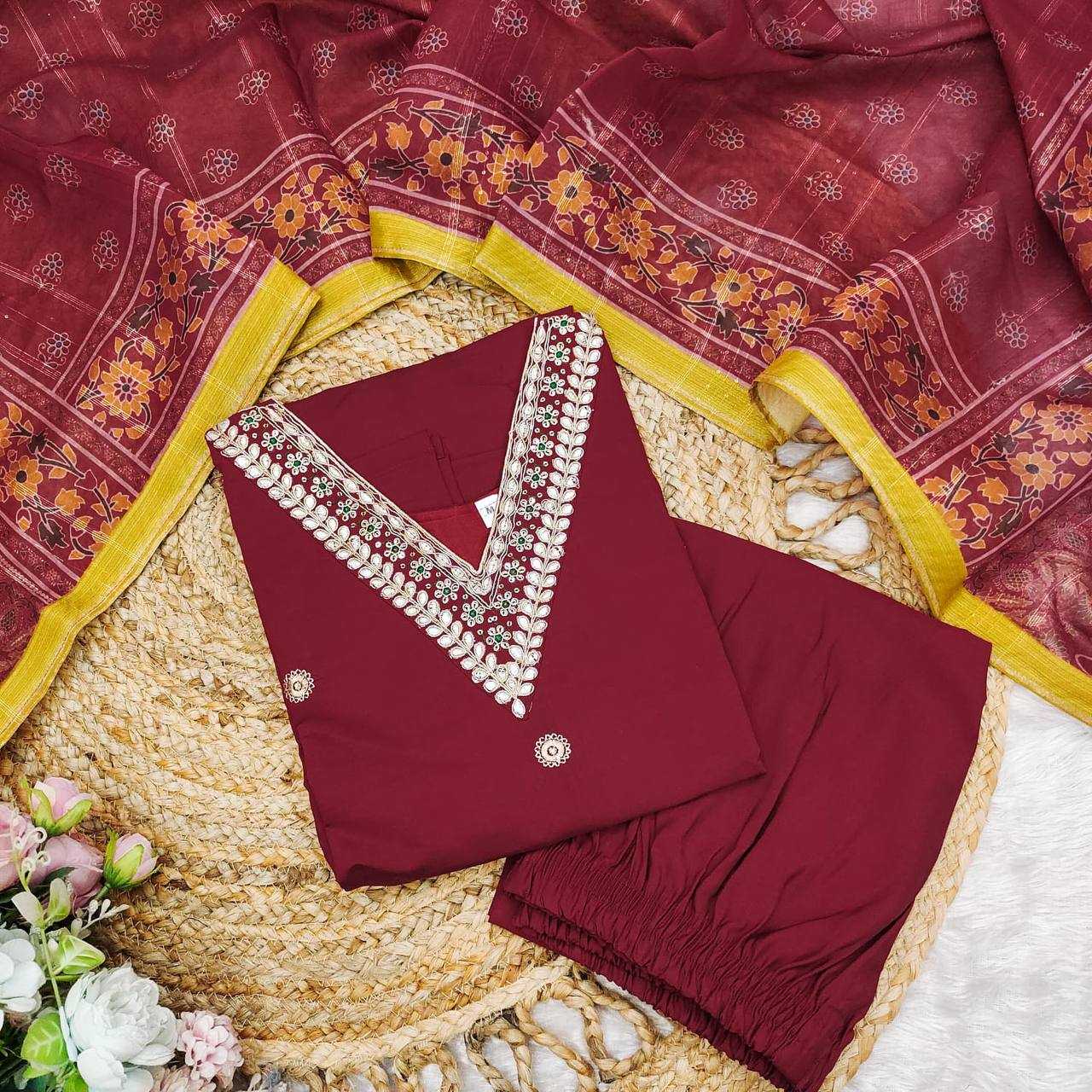 YNF PREMIUM ROMAN SILK KESH211 LDY85 SUITS & DRESSES WHOLESALE EMBROIDERY LADIES SILK LONG KURTIS MAROON SALWAR SUITS MANUFACTURER