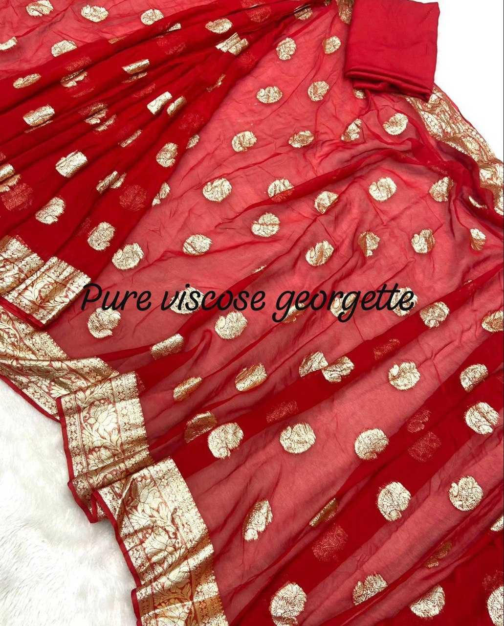 YNF PURE VISCOSE KESH162 VRT39 SAREES WHOLESALE READY TO WEAR PRE DRAPED BUTTA VISCOSE RED LIGHTWEIGHT SAREE WITH BLOUSE TEEJ KARWA CHAUTH SAREES MANUFACTURER