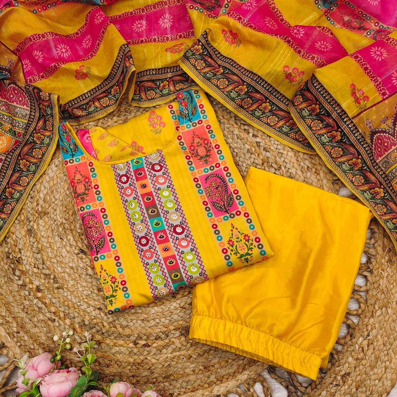 YNF SATIN KESH211 LDY96 SUITS & DRESSES WHOLESALE PRINTED EMBROIDERY SILK LONG KURTI YELLOW SALWAR SUITS MANUFACTURER