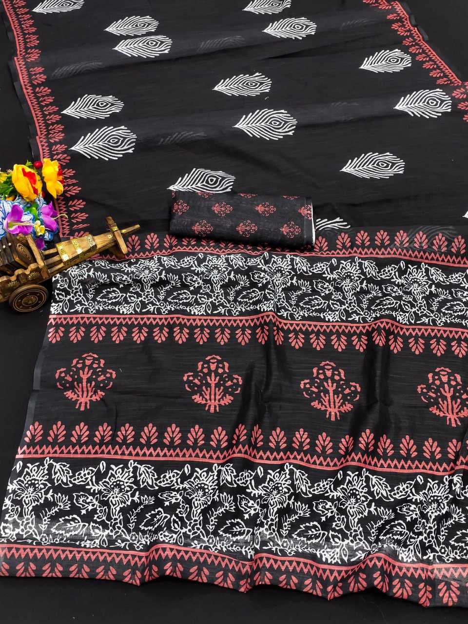 YNF SILK COTTON RIN145 VISHNU SAREES WHOLESALE PRINTED COTTON LINEN LADIES BATIK SAREES MANUFACTURER