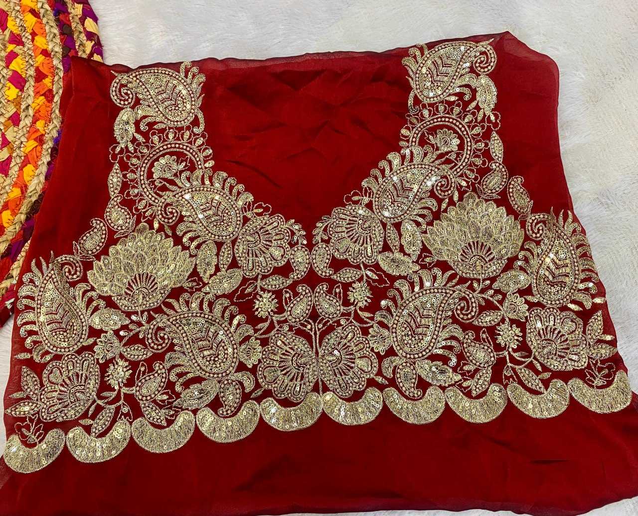 YNF SILK RIN164  RRS69 SAREES WHOLESALE SEQUENCE EMBROIDERED CUTWORK ZARI BORDER RED WEDDING TEEJ KARWA CHAUTH SAREES MANUFACTURER