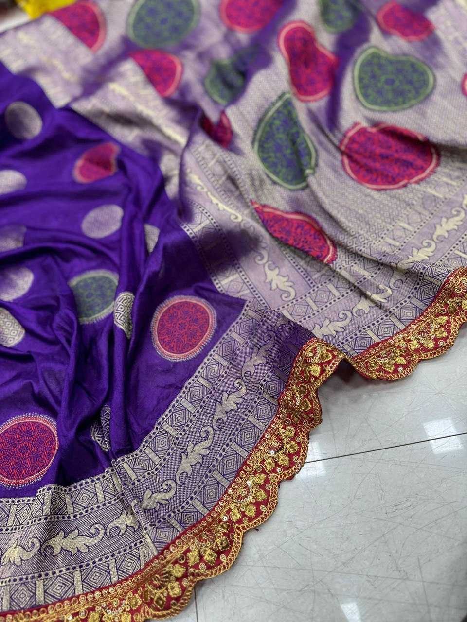 YNF SOFT DOLA KESH162 VRT09 SILK SAREES WHOLESALE DOLA SILK PURE ZARI SILK EMBROIDERED SILK PURE SILK WITH GOLD BORDERS PURPLE SILK SAREES MANUFACTURER