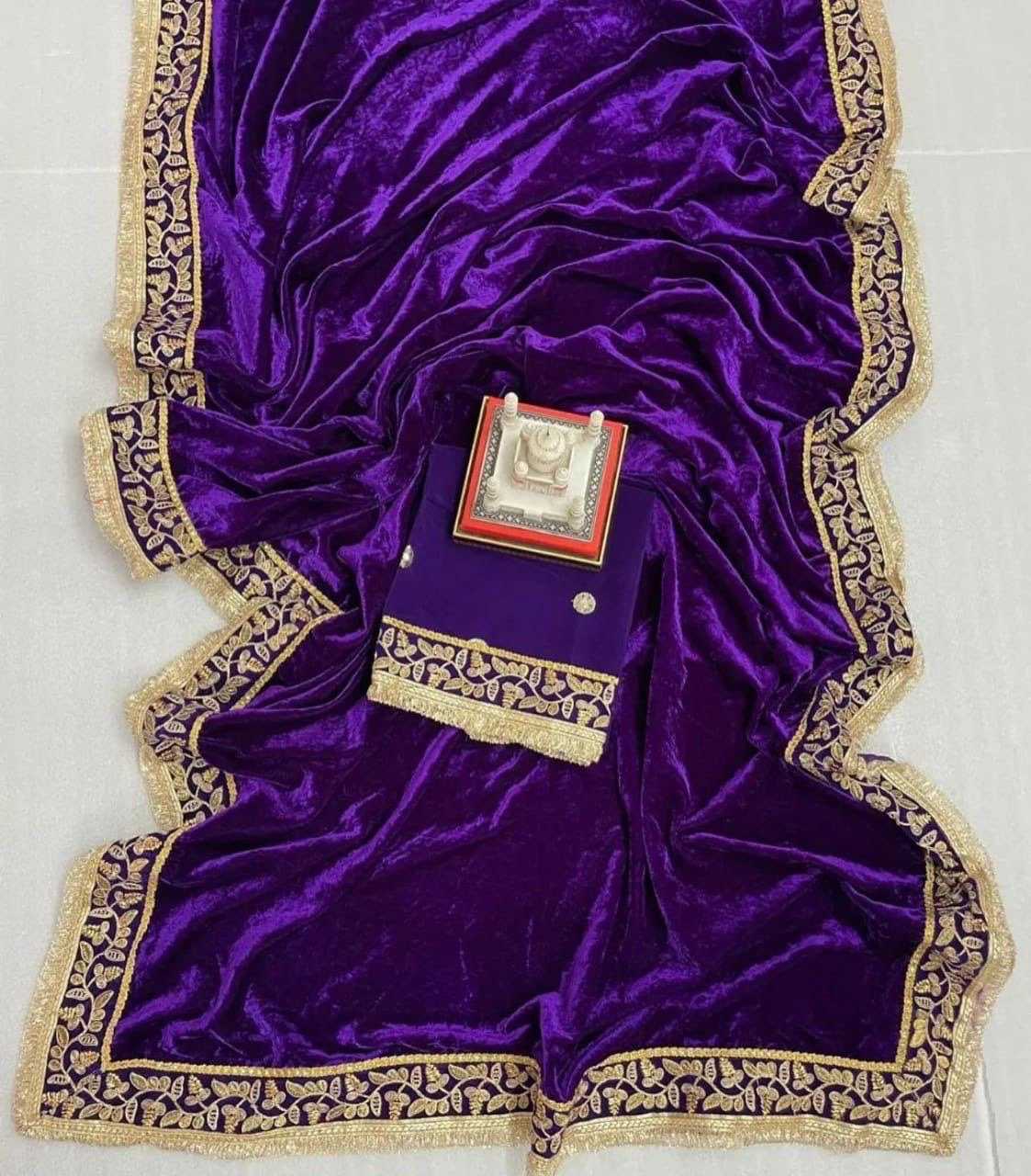 YNF VELVET RIN134 0168 SAREES WHOLESALE VELVET EMBROIDERED LACE BORDER ZARI BORDER SAREES MANUFACTURER