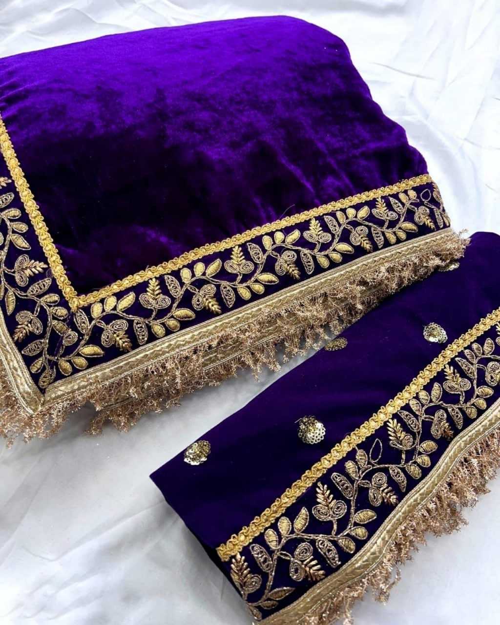 YNF VELVET RIN134 0168 SAREES WHOLESALE VELVET EMBROIDERED LACE BORDER ZARI BORDER SAREES MANUFACTURER