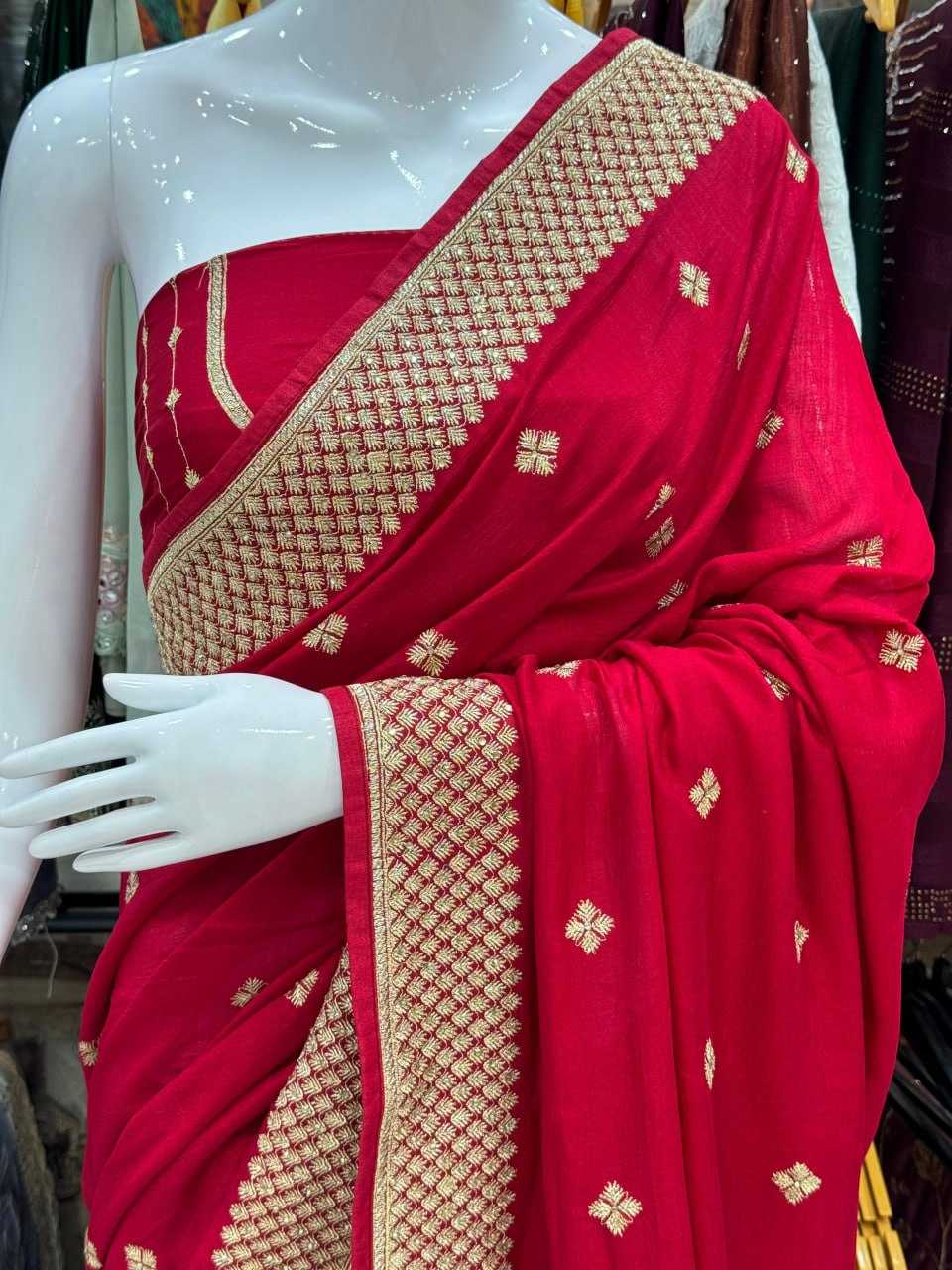 YNF VICHITRA SILK KESH114 4630 SAREES WHOLESALE EMBROIDERED WORK ZARI BORDER SWAROVSHI KARWA CHAUTH TEEJ SAREES MANUFACTURER