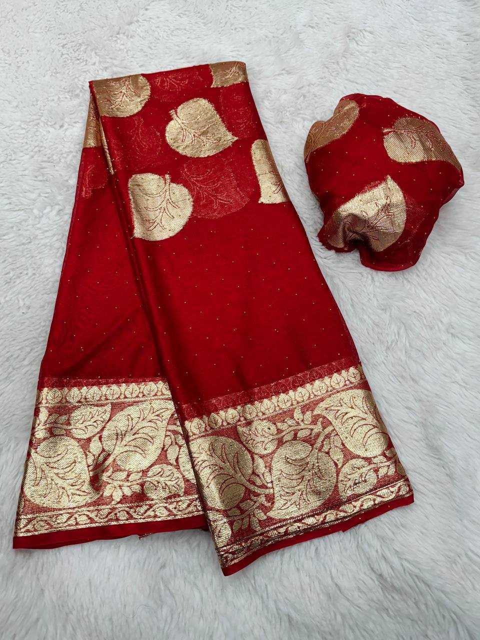 YNF VISCOSE KESH163 35 SAREES WHOLESALE ZARI BORDER VISCOSE RED TEEJ KARWA CHAUTH SAREES MANUFACTURER