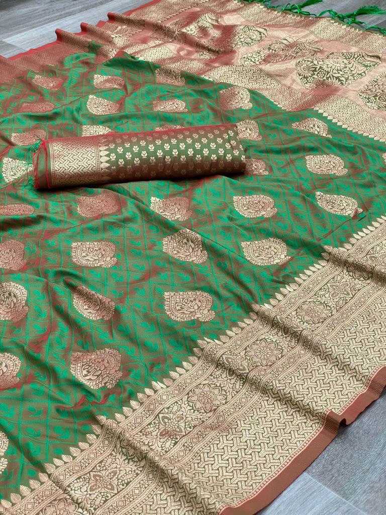 YNF ZARI SILK KESH162 VRT55 SILK SAREES WHOLESALE SOFT SILK TRADITIONAL SILK PURE ZARI SILK FESTIVAL SILK PURE SILK SAREES WITH GOLD BORDERS GREEN SILK SAREES MANUFACTURER