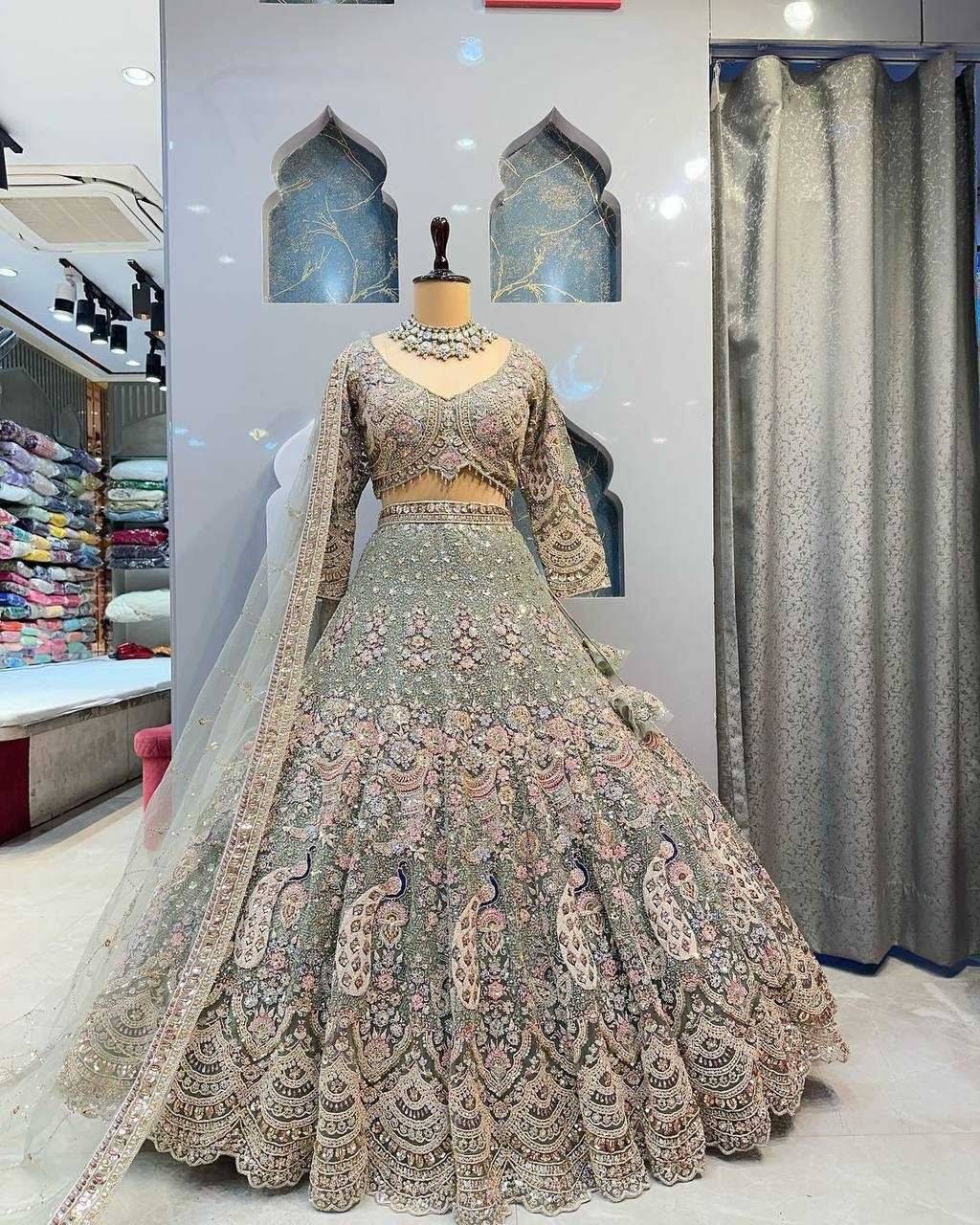 YNF BUTTERFLY NET RIN108 1676 LEHENGAS WHOLESALE DESIGGNER NET FANCY SEQUINS LEHENGAS MANUFACTURER