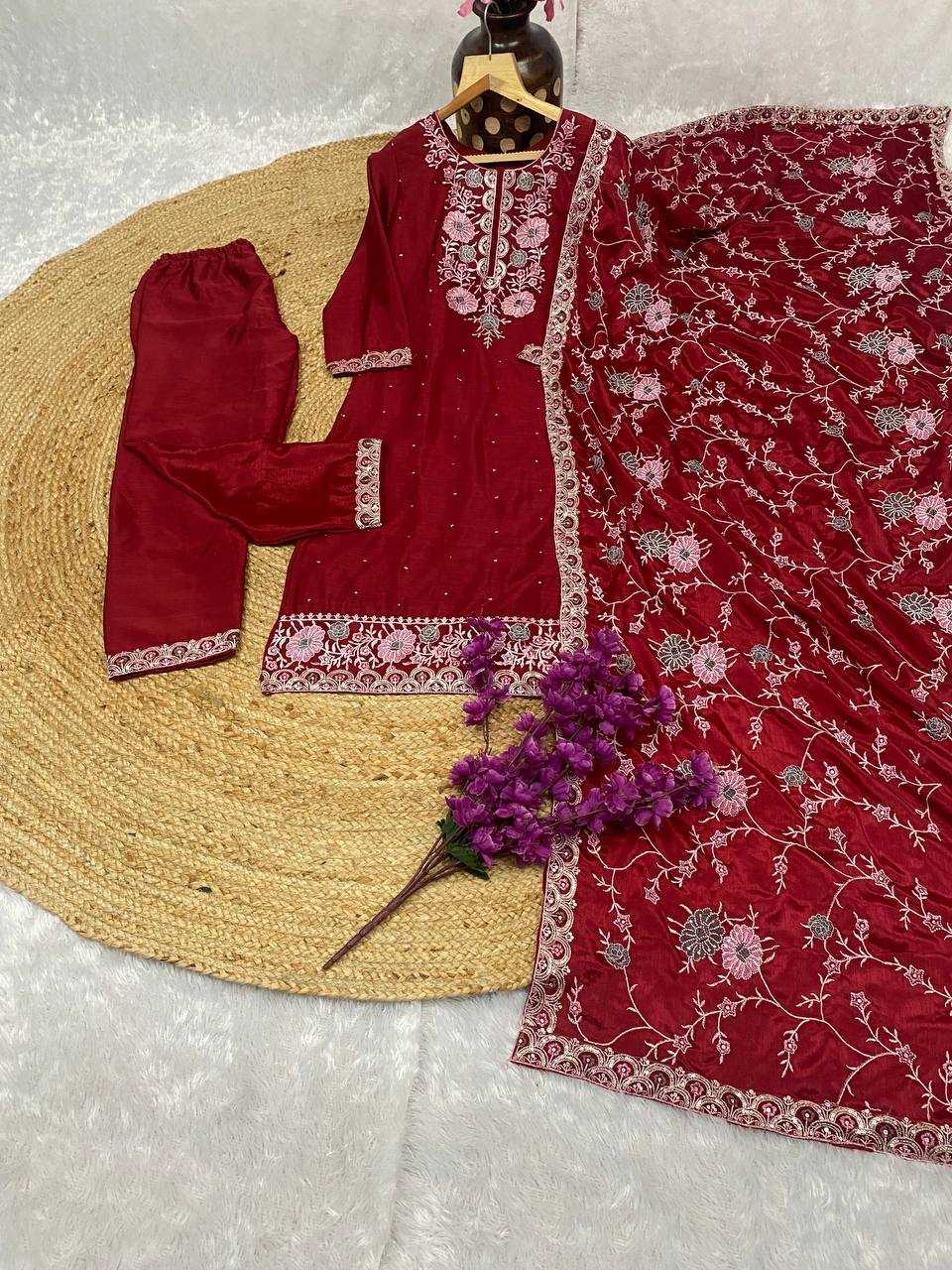 YNF CHINON KESH164 G72 SUITS & DRESSES WHOLESALE EMBROIDRY LADIES LONG KURTI RED SALWAR SUITS MANUFACTURE - Deevit International