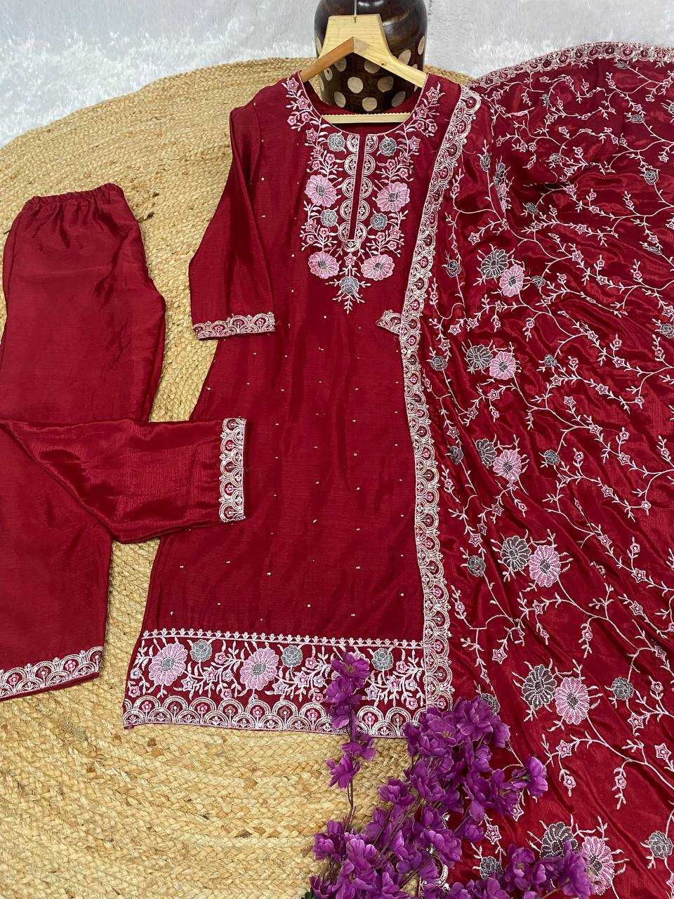 YNF CHINON KESH164 G72 SUITS & DRESSES WHOLESALE EMBROIDRY LADIES LONG KURTI RED SALWAR SUITS MANUFACTURE - Deevit International